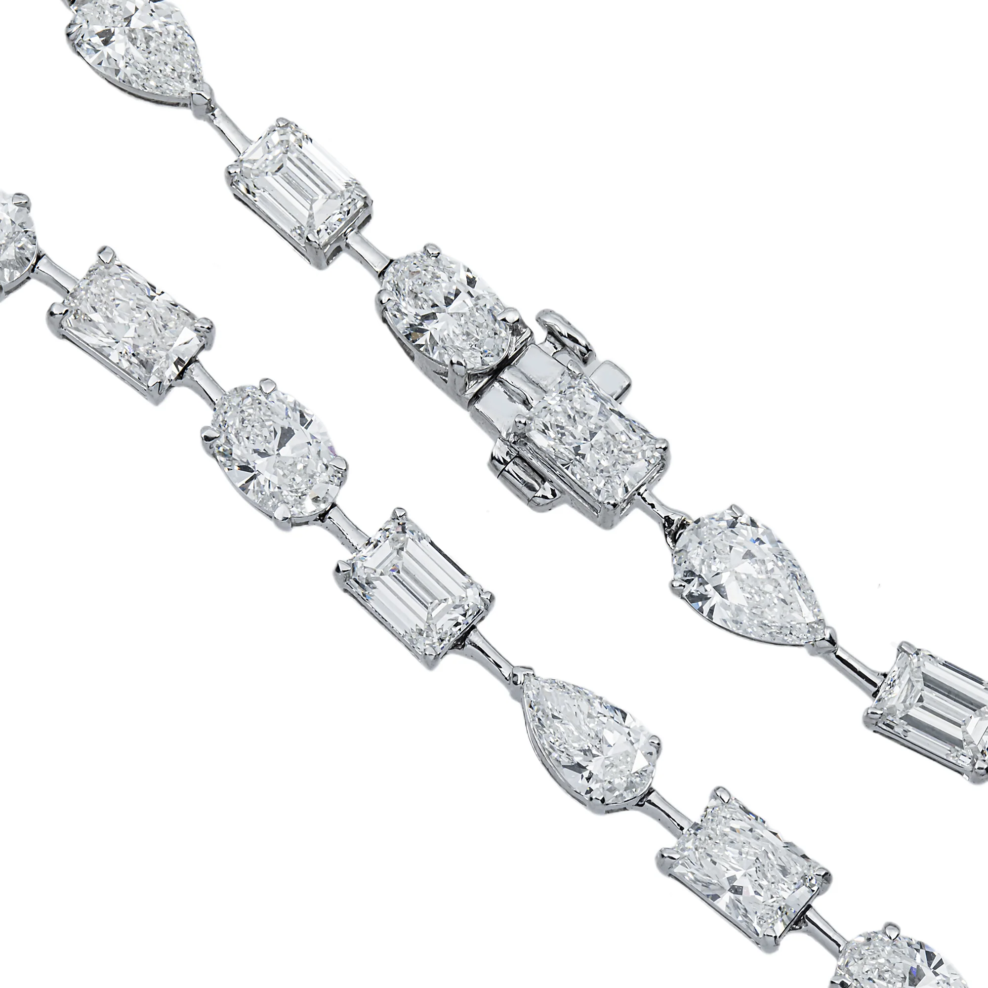 14K White Gold Multi Cut Diamond Satellite Necklace 37.58ct - Image 4