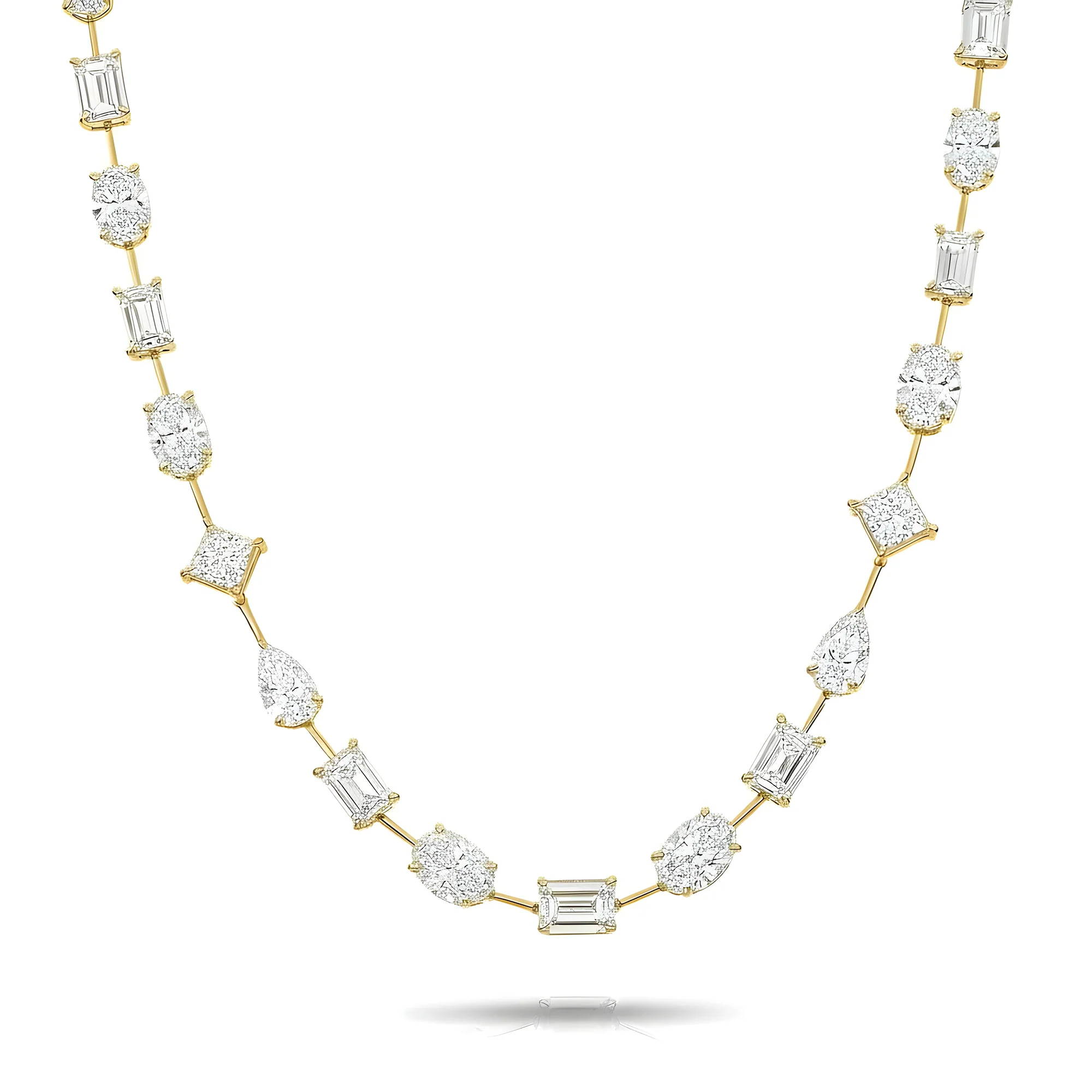 14K White Gold Multi Cut Diamond Satellite Necklace 45.82ct - Image 4