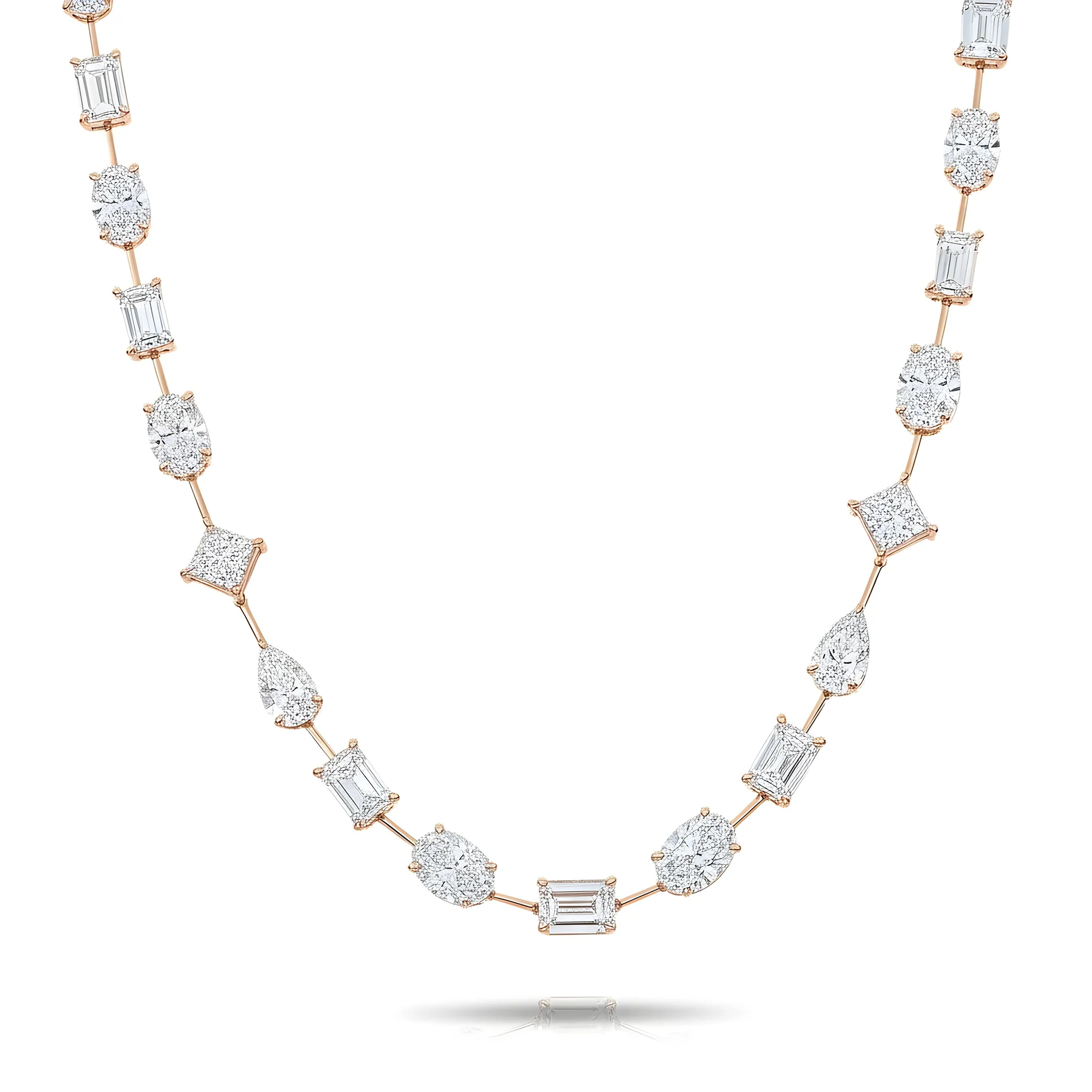 14K White Gold Multi Cut Diamond Satellite Necklace 45.82ct - Image 6