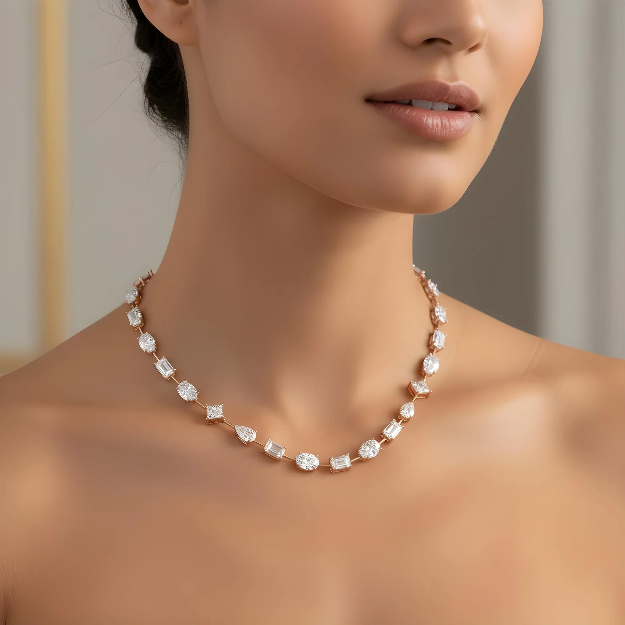 14K White Gold Multi Cut Diamond Satellite Necklace 45.82ct - Image 7