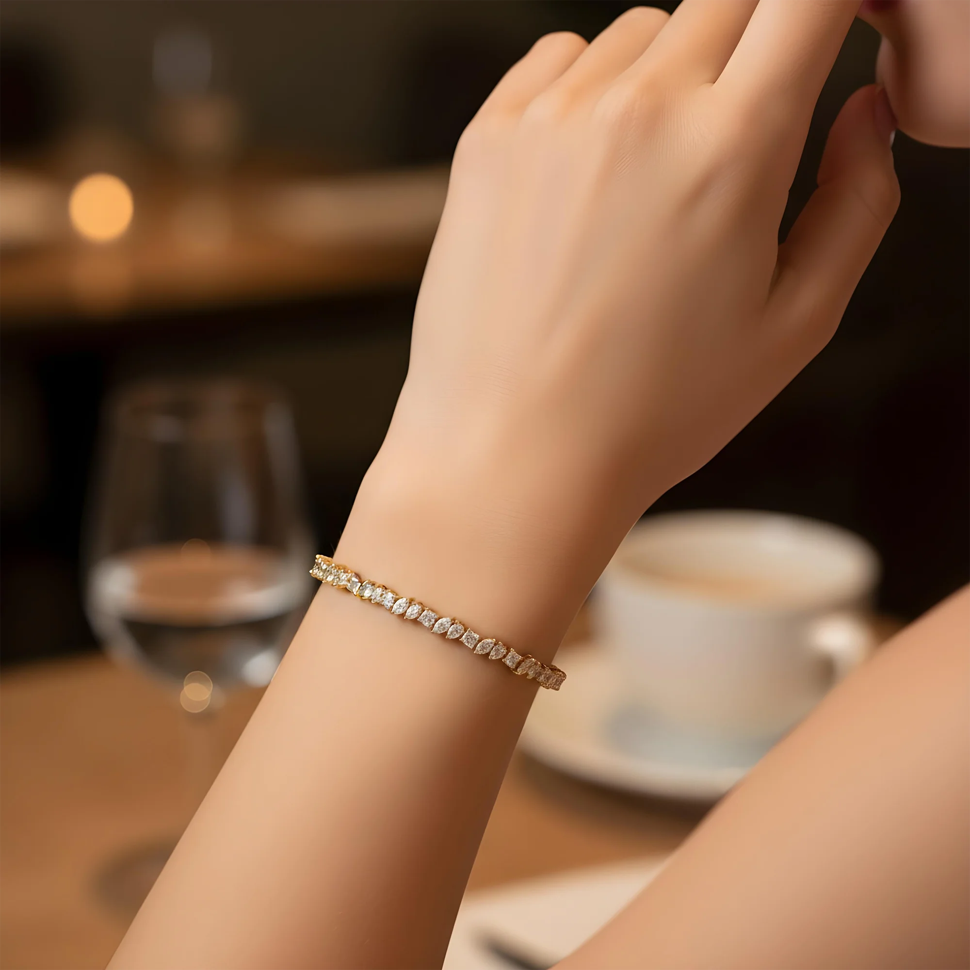 14K White Gold Multi Cut Diamond Tennis Bracelet 4.52ct - Image 6