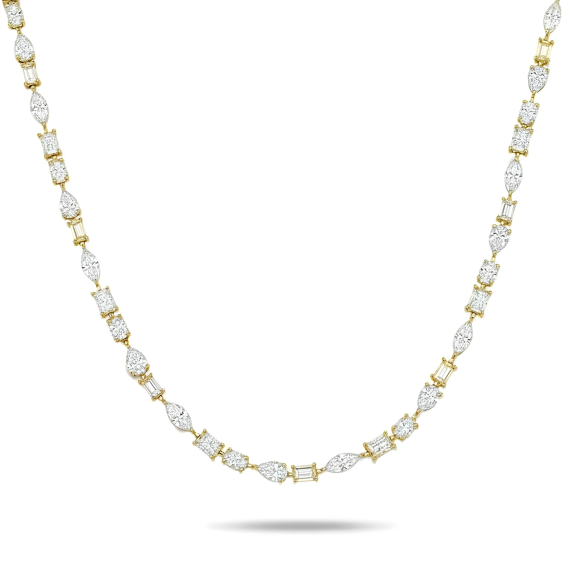 14K White Gold Multi-Cut Diamond Tennis Necklace 31.91ct - Image 4