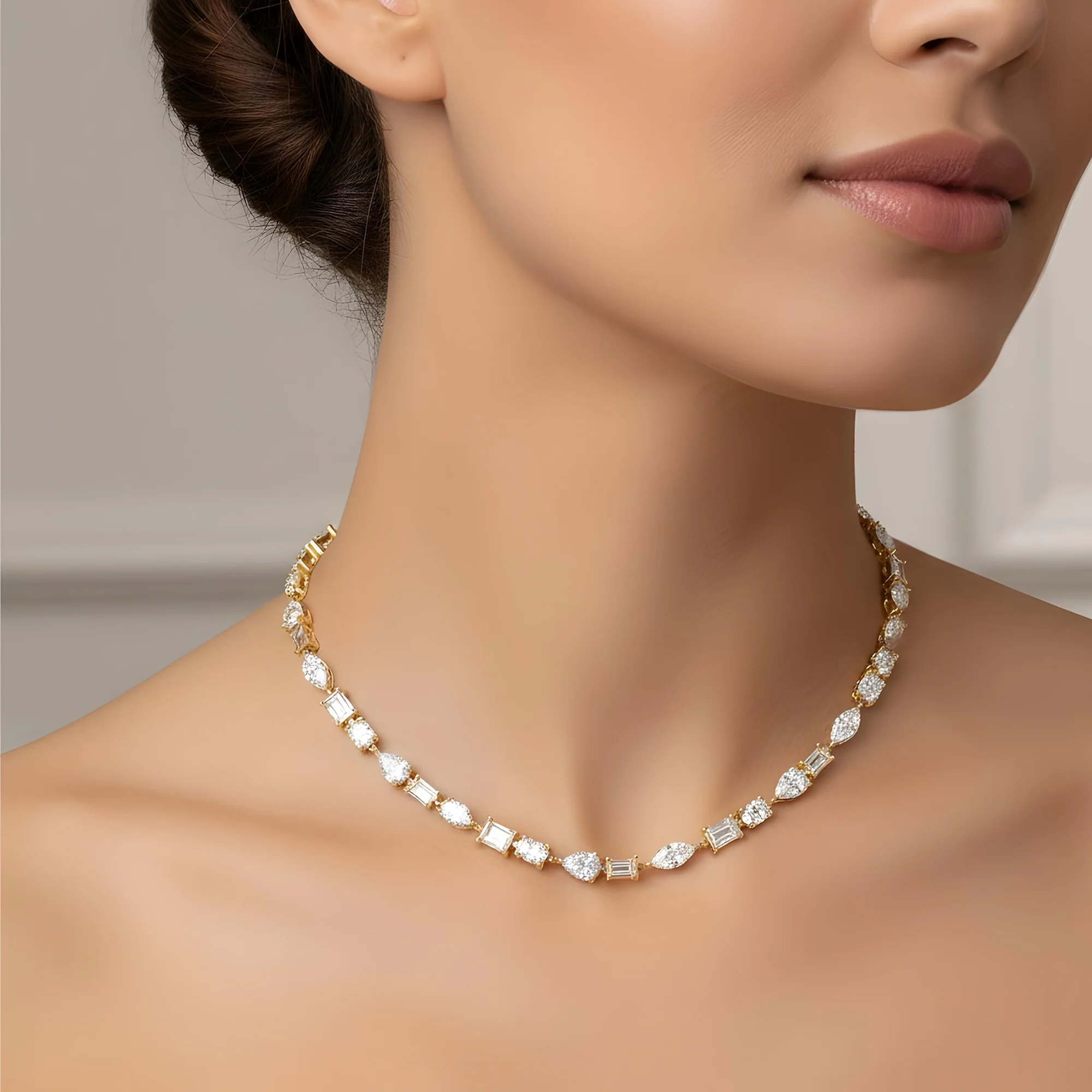 14K White Gold Multi-Cut Diamond Tennis Necklace 31.91ct - Image 5