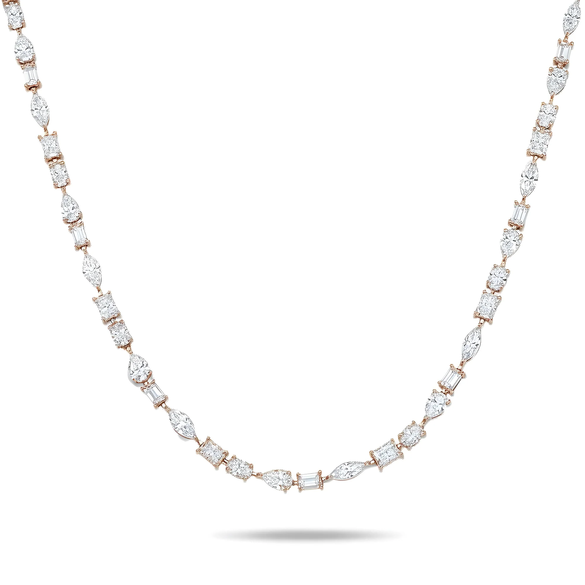 14K White Gold Multi-Cut Diamond Tennis Necklace 31.91ct - Image 6