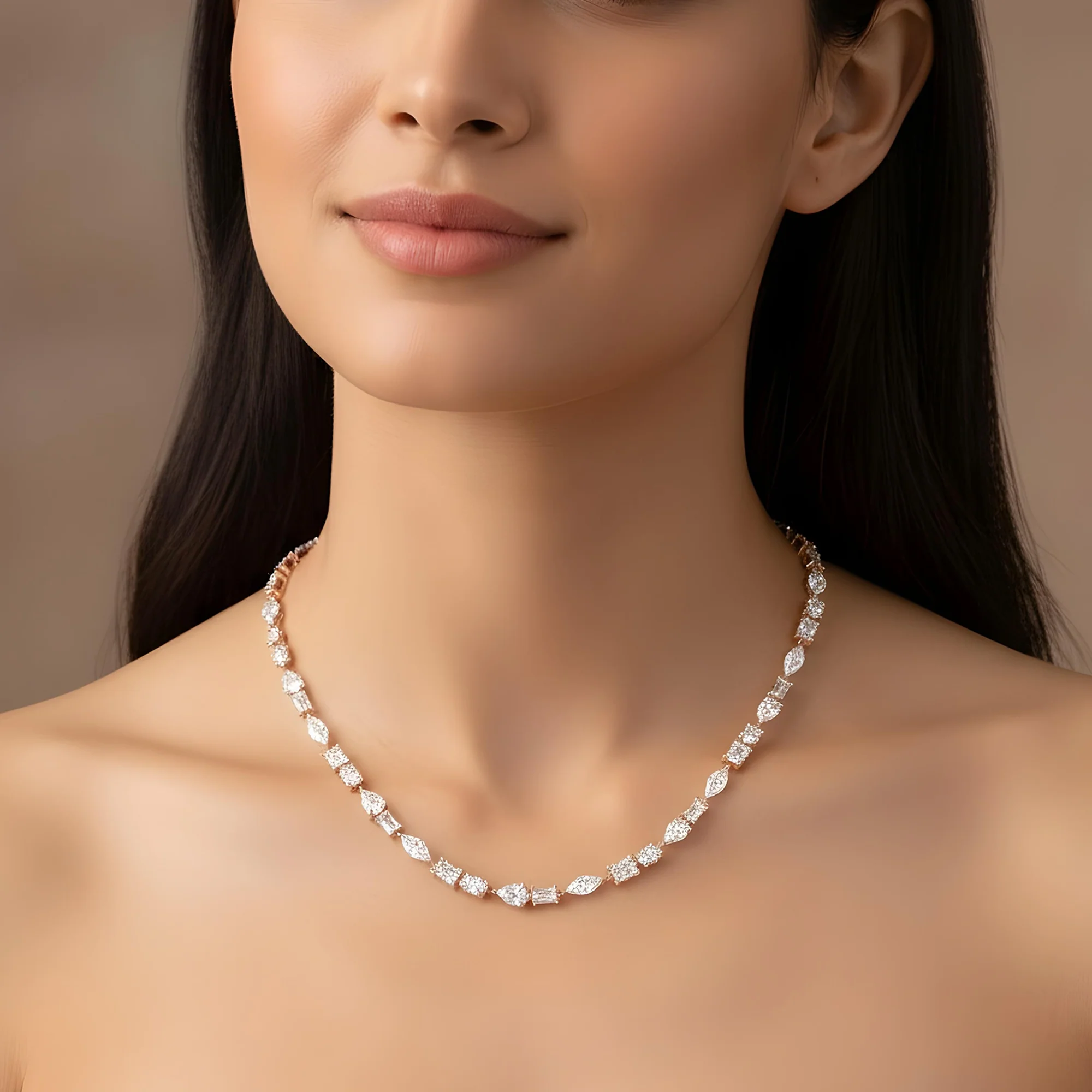 14K White Gold Multi-Cut Diamond Tennis Necklace 31.91ct - Image 7