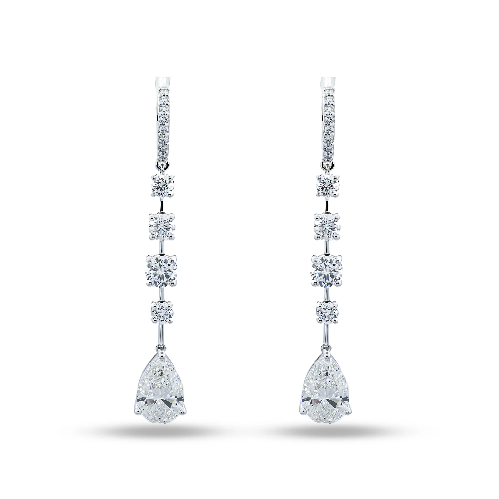 14K White Gold Multi Cut Diamond Drop Earrings 8.85ctw