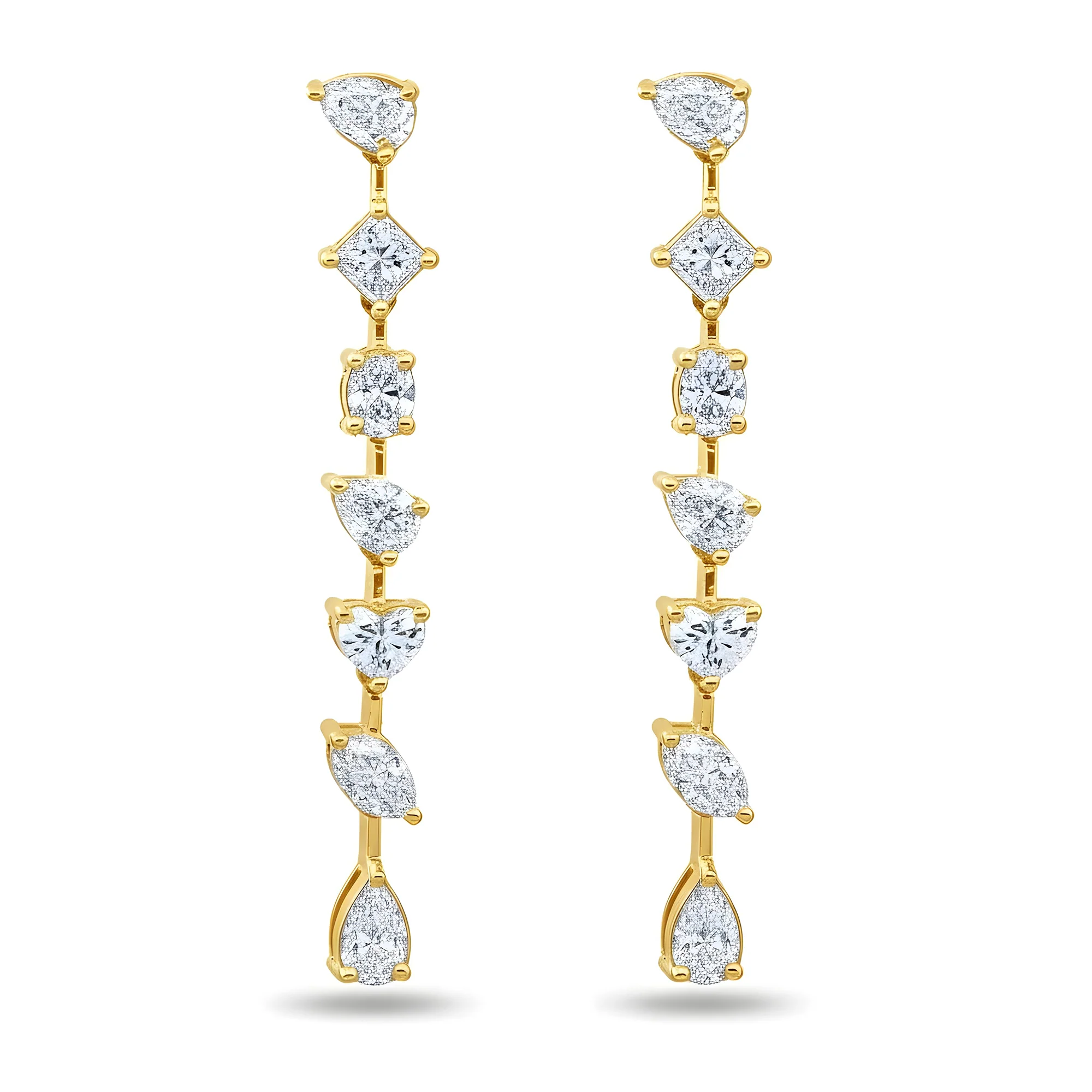 14K White Gold Multi Cut Satellite Diamond Drop Earrings 3.30ctw - Image 4