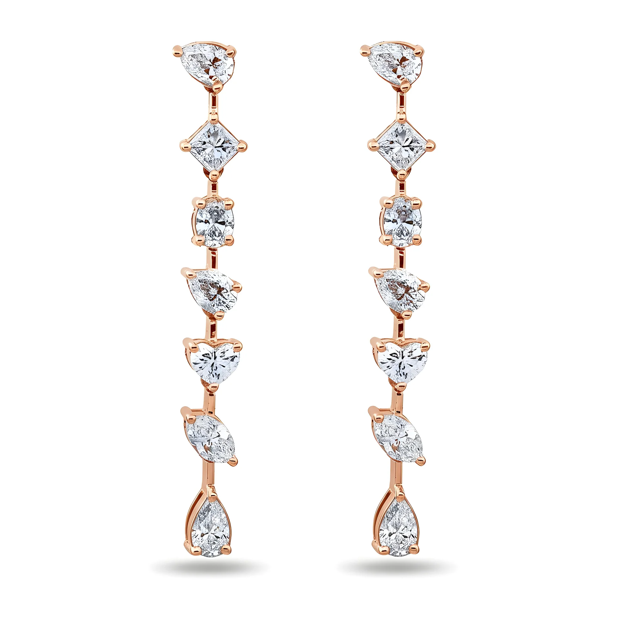 14K White Gold Multi Cut Satellite Diamond Drop Earrings 3.30ctw - Image 6