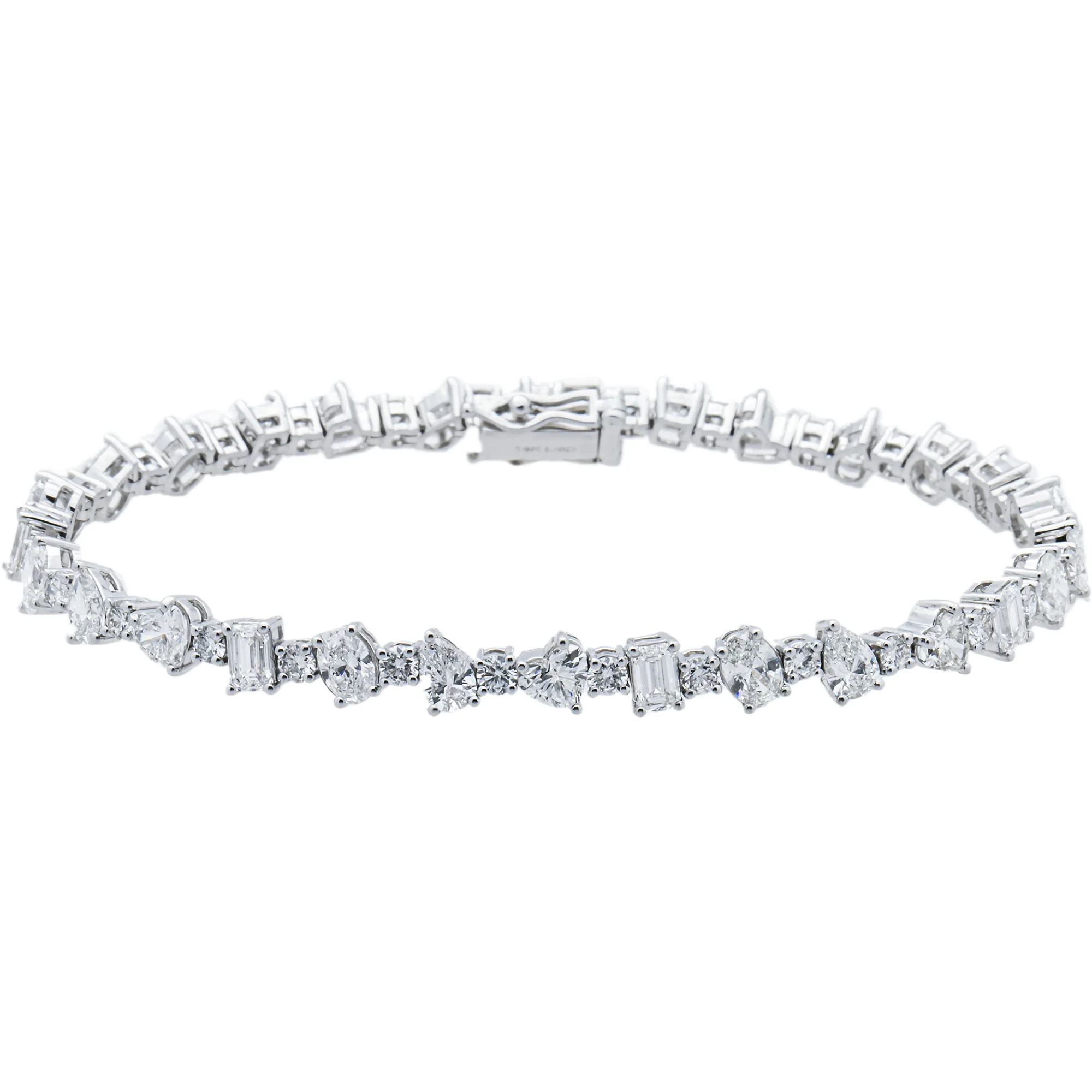 14K White Gold Multi Shape Diamond Bracelet 8.45ct