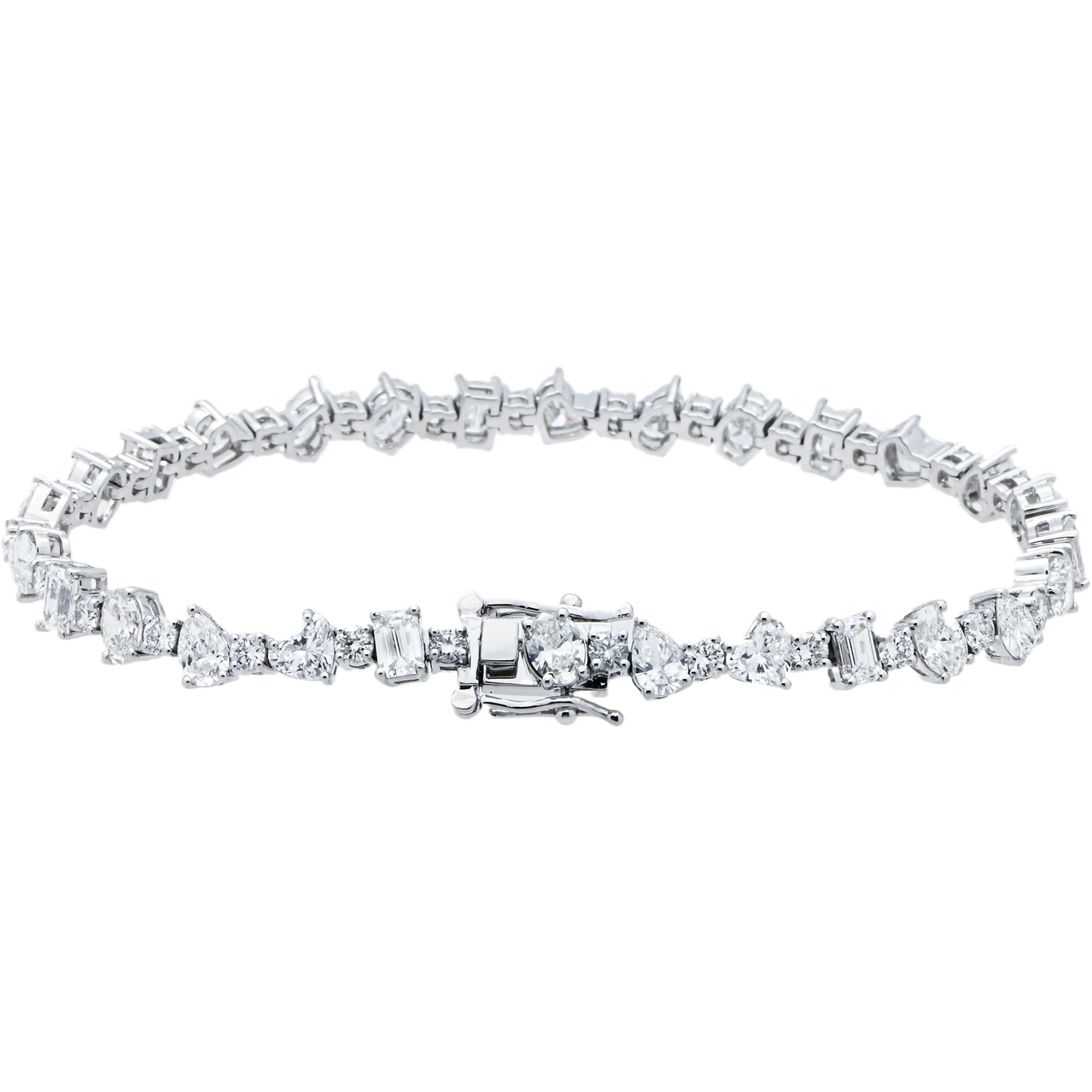 14K White Gold Multi Shape Diamond Bracelet 8.45ct - Image 3