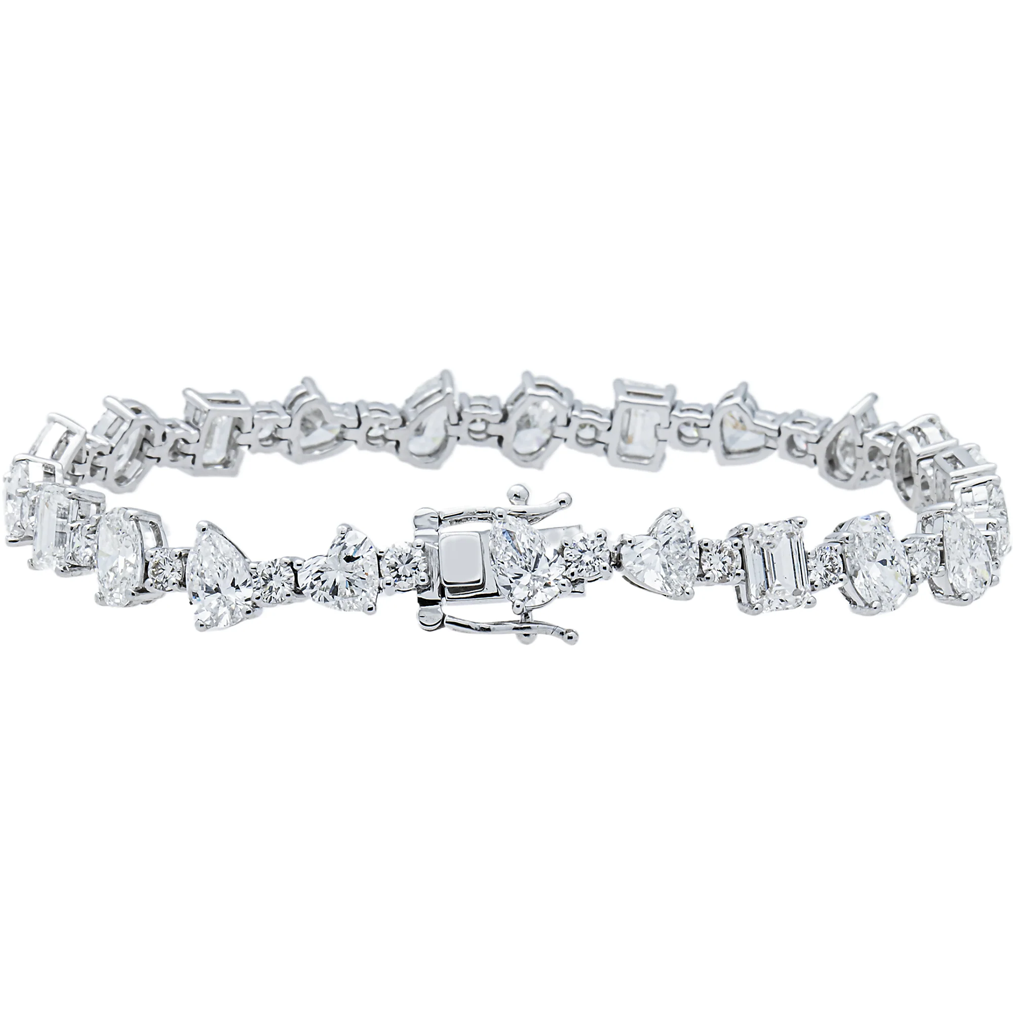 14K White Gold Multi Shape Diamond Bracelet 14.31ct - Image 3