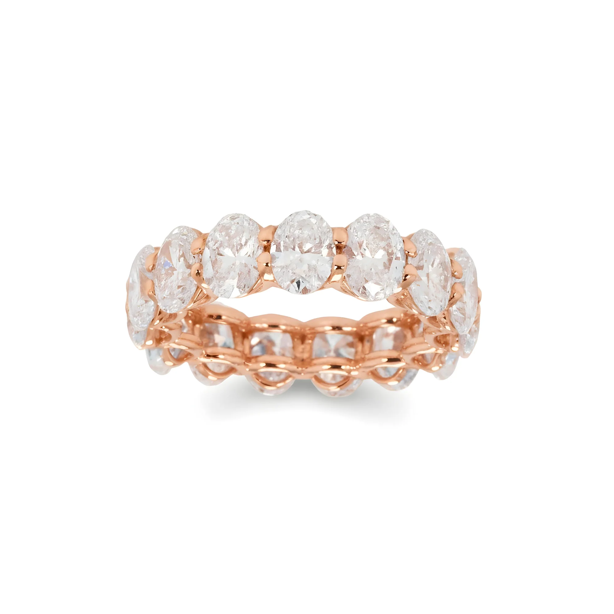 14K White Gold Oval Cut Diamond Eternity Ring 8.11ct (size 6) - Image 7