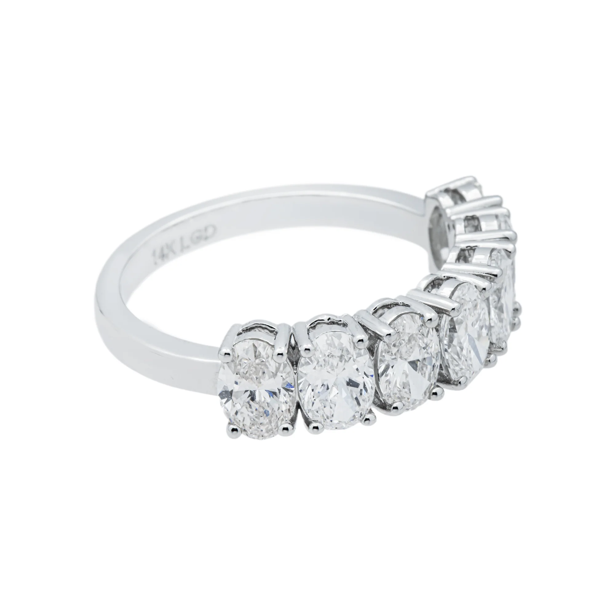 14K White Gold Oval Cut Diamond Half Eternity Ring 2.55ct - Image 3