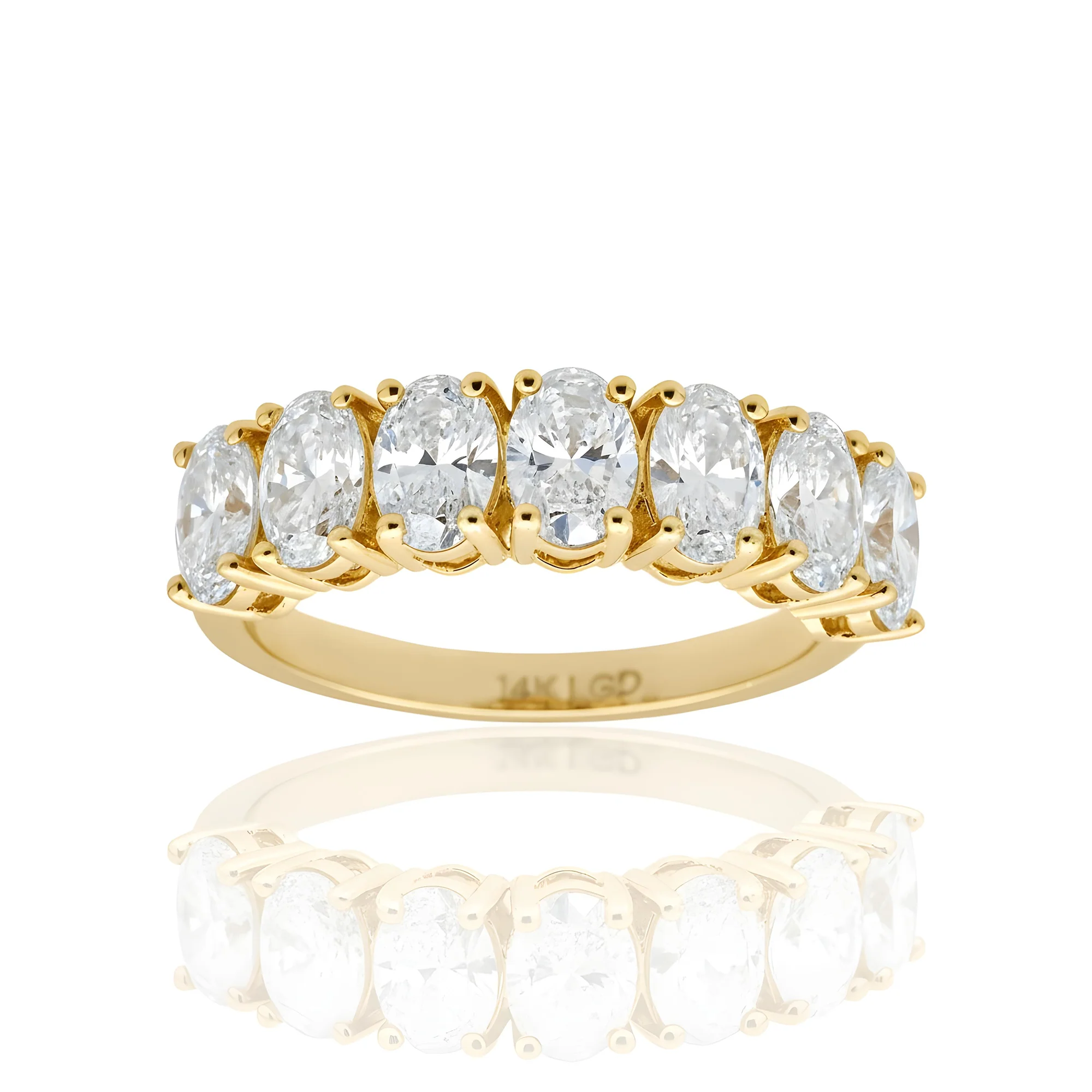 14K White Gold Oval Cut Diamond Half Eternity Ring 2.55ct - Image 6