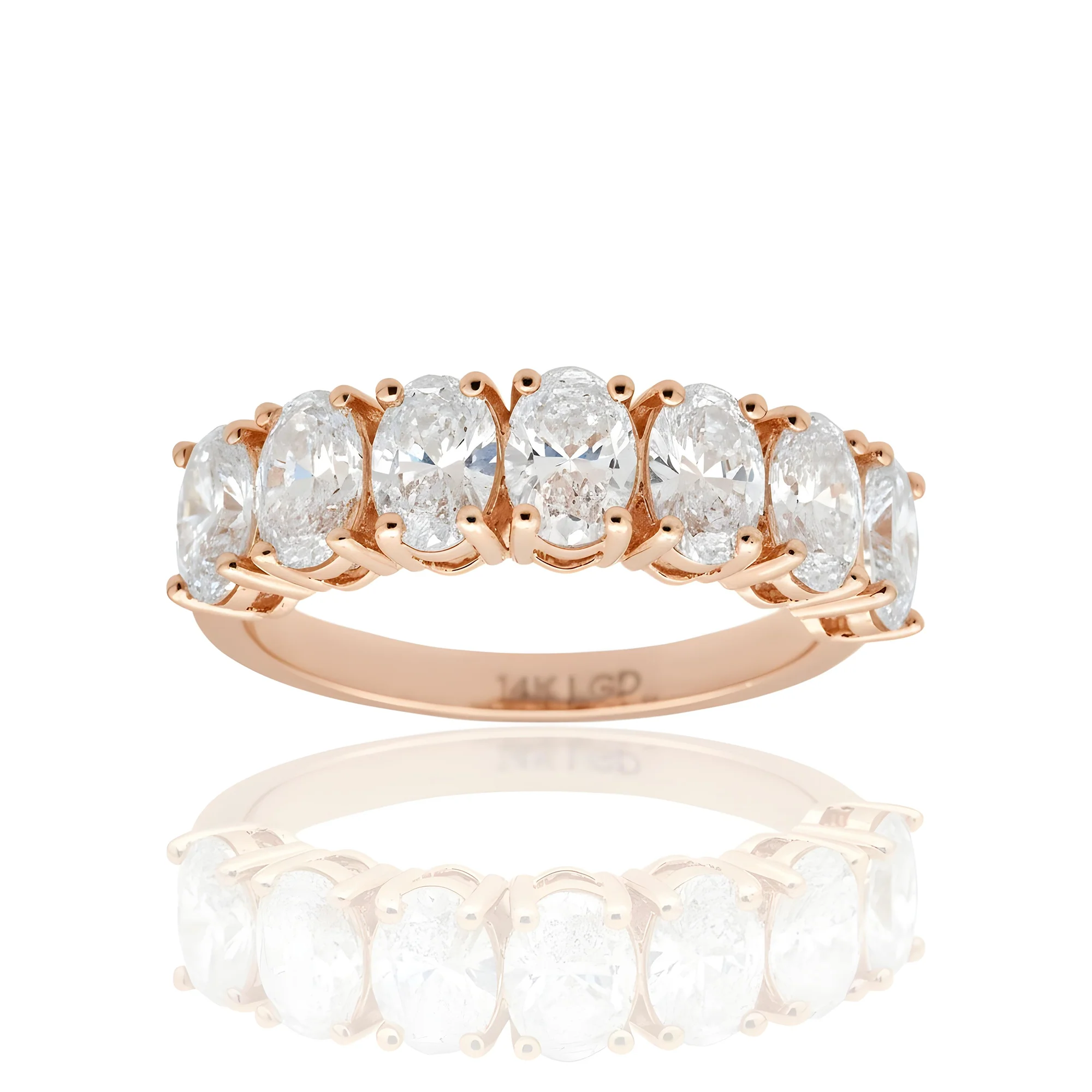 14K White Gold Oval Cut Diamond Half Eternity Ring 2.55ct - Image 8