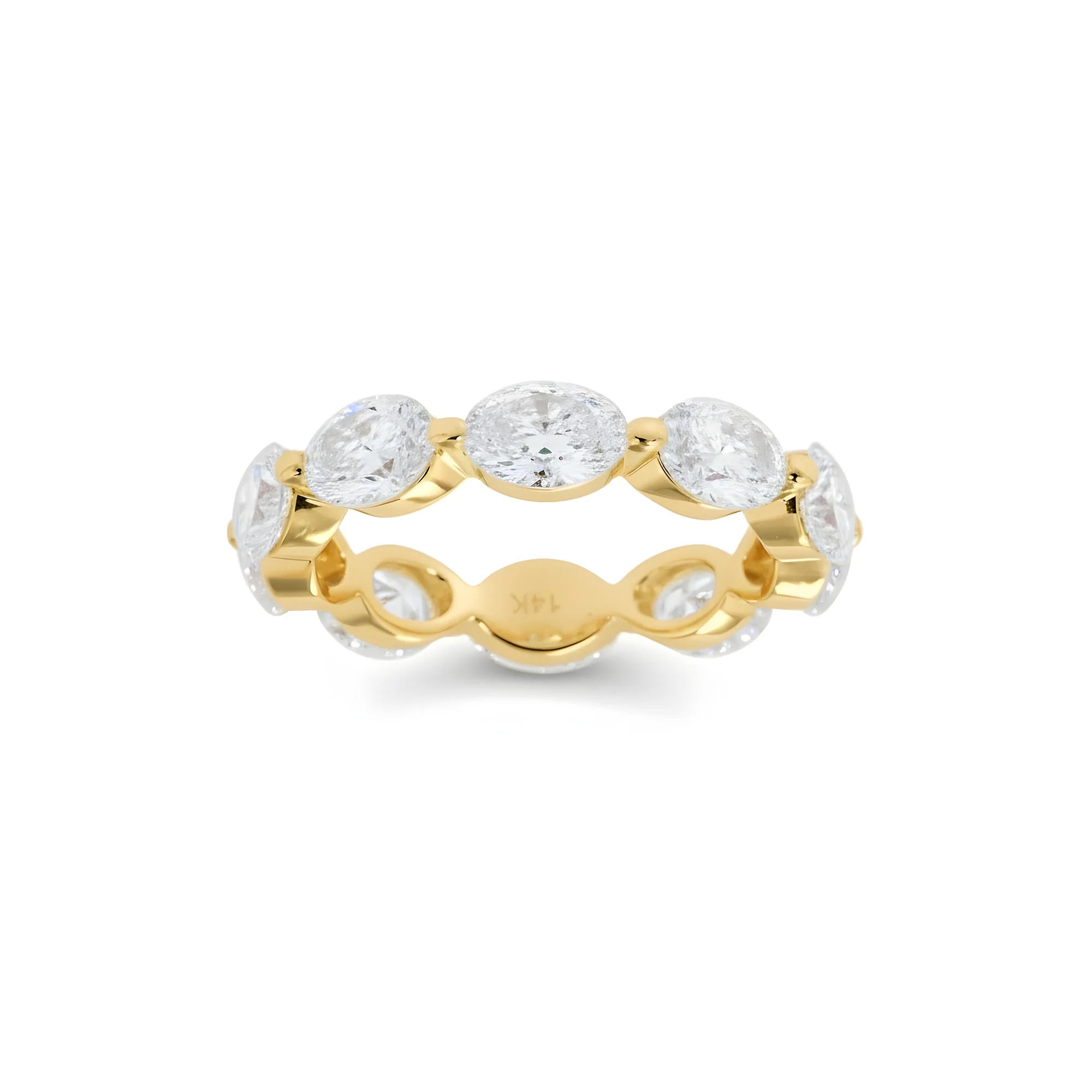 14K White Gold Oval Cut Diamond Satellite Eternity Ring 4.25ct (size 5.75) - Image 5