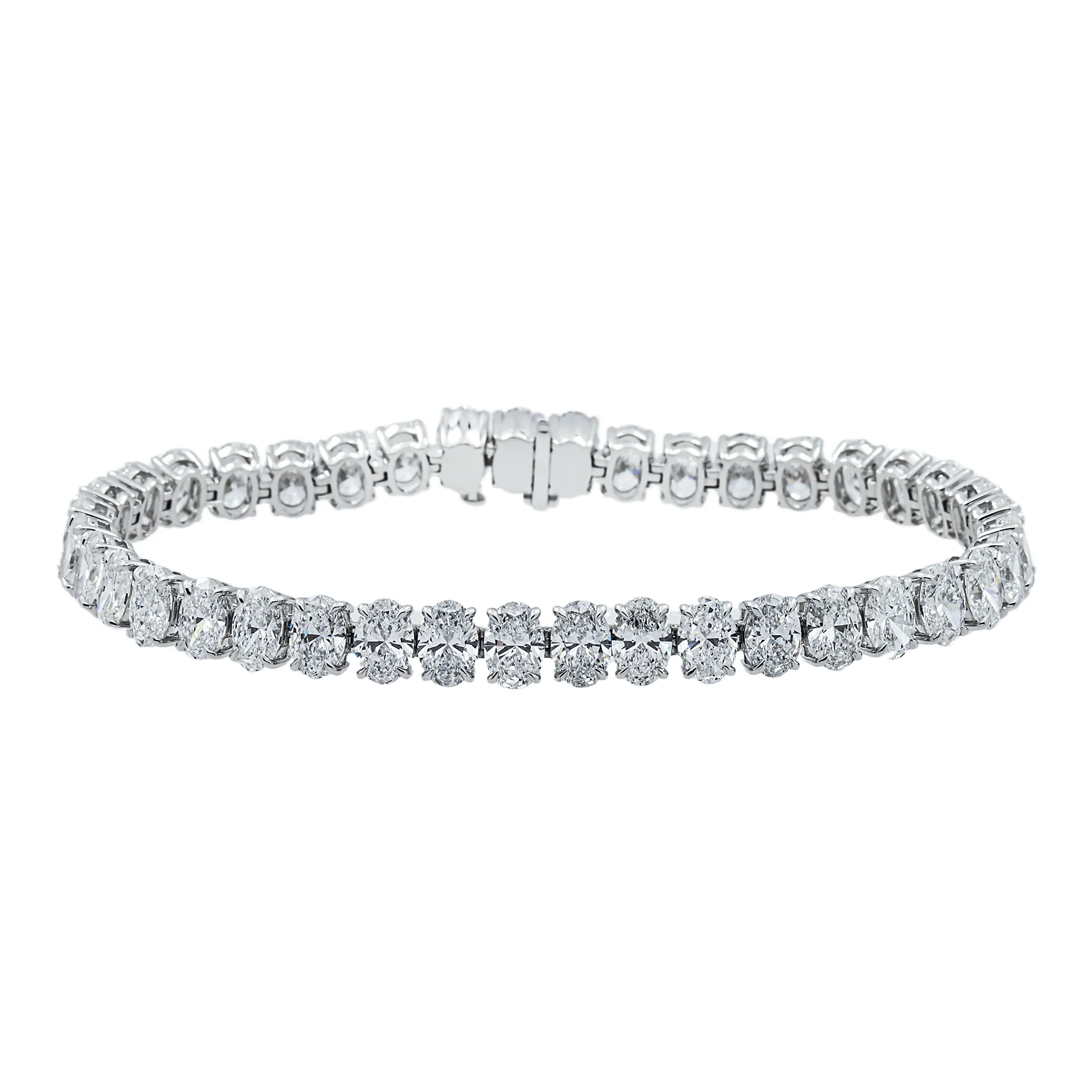 14K White Gold Oval Cut Diamond Tennis Bracelet 17.94ct