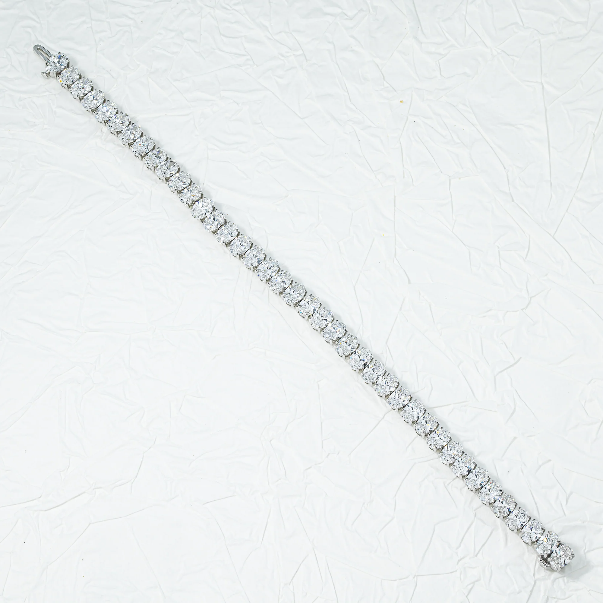 14K White Gold Oval Cut Diamond Tennis Bracelet 17.94ct - Image 3