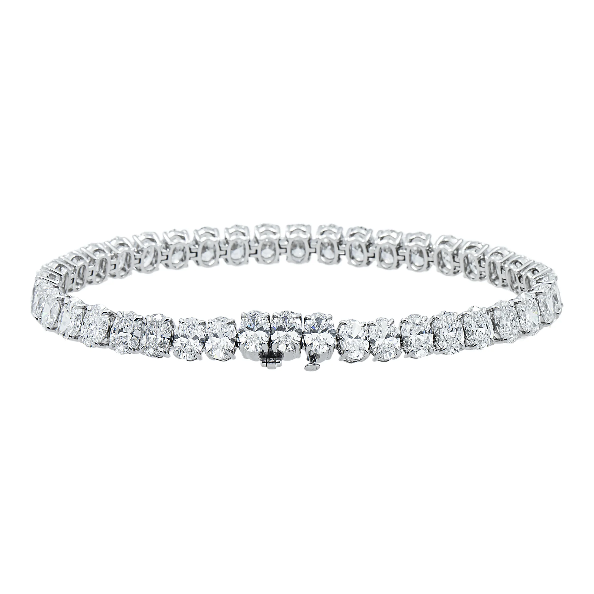 14K White Gold Oval Cut Diamond Tennis Bracelet 17.94ct - Image 4