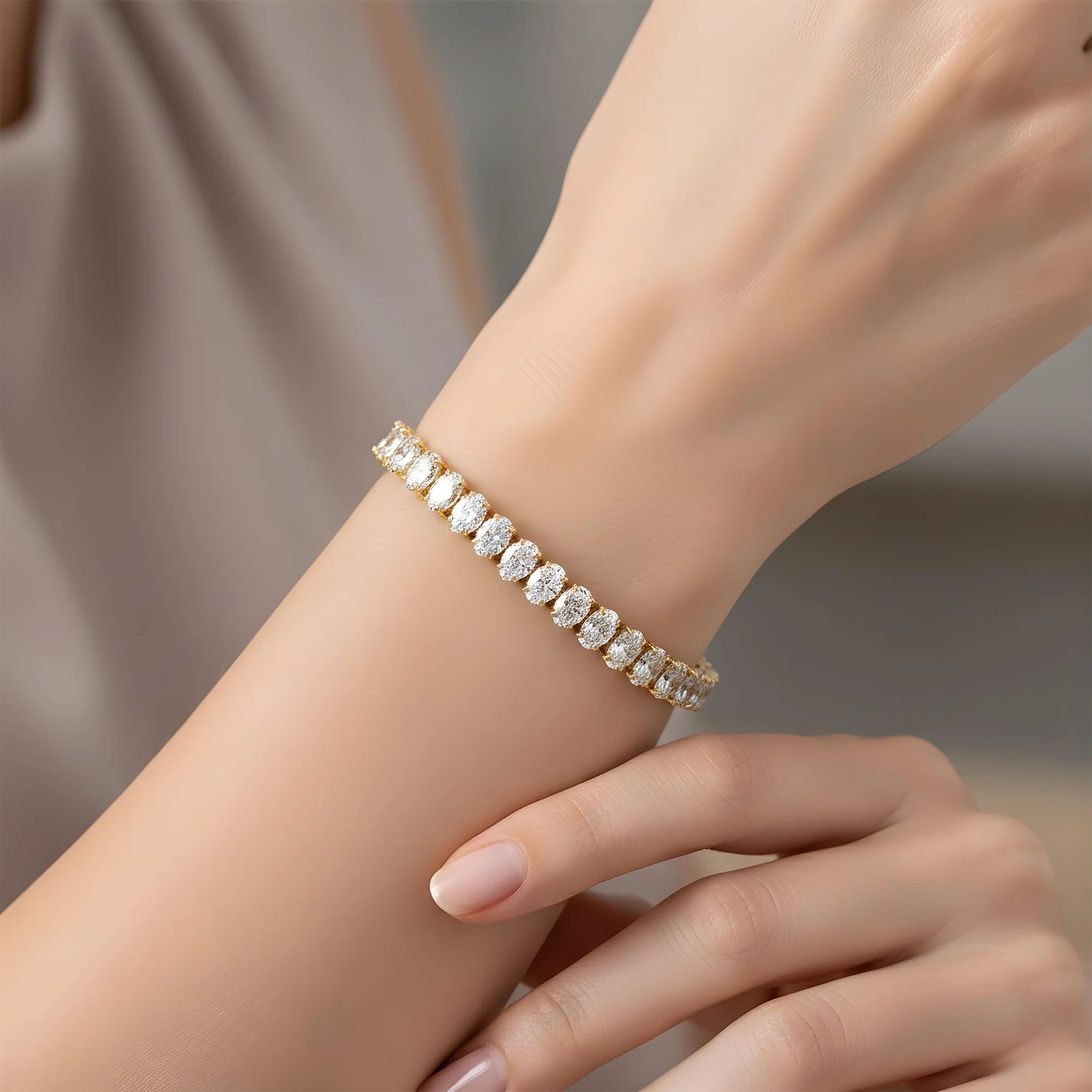 14K White Gold Oval Cut Diamond Tennis Bracelet 17.94ct - Image 6