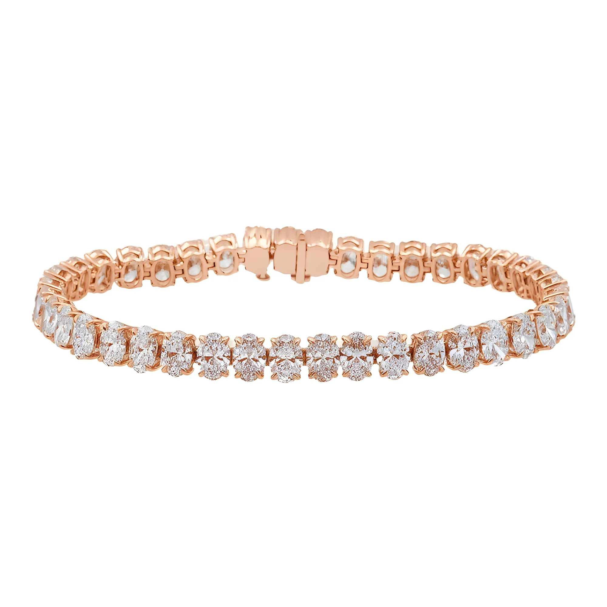 14K White Gold Oval Cut Diamond Tennis Bracelet 17.94ct - Image 7