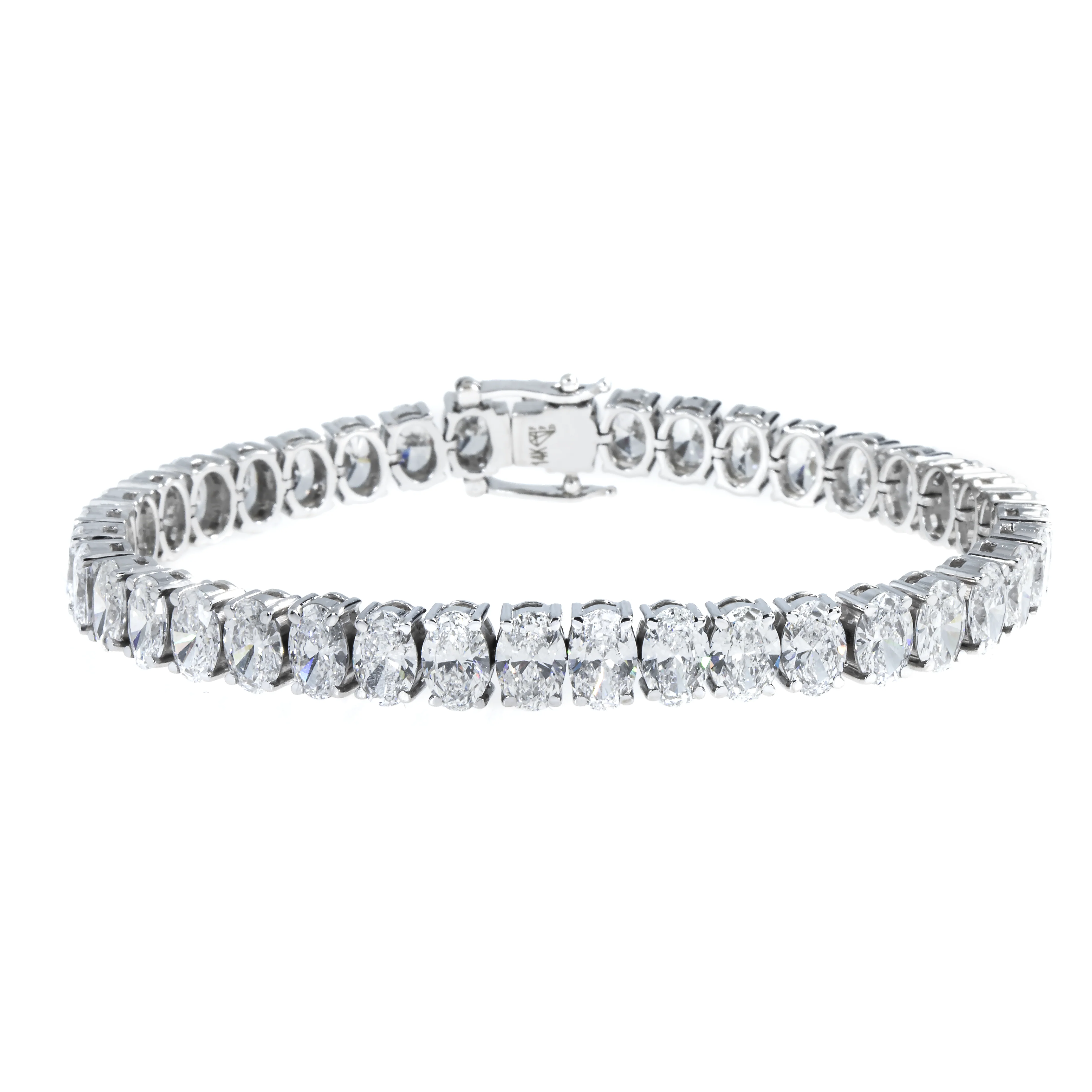 14K White Gold Oval Cut Diamond Tennis Bracelet 20.93ct