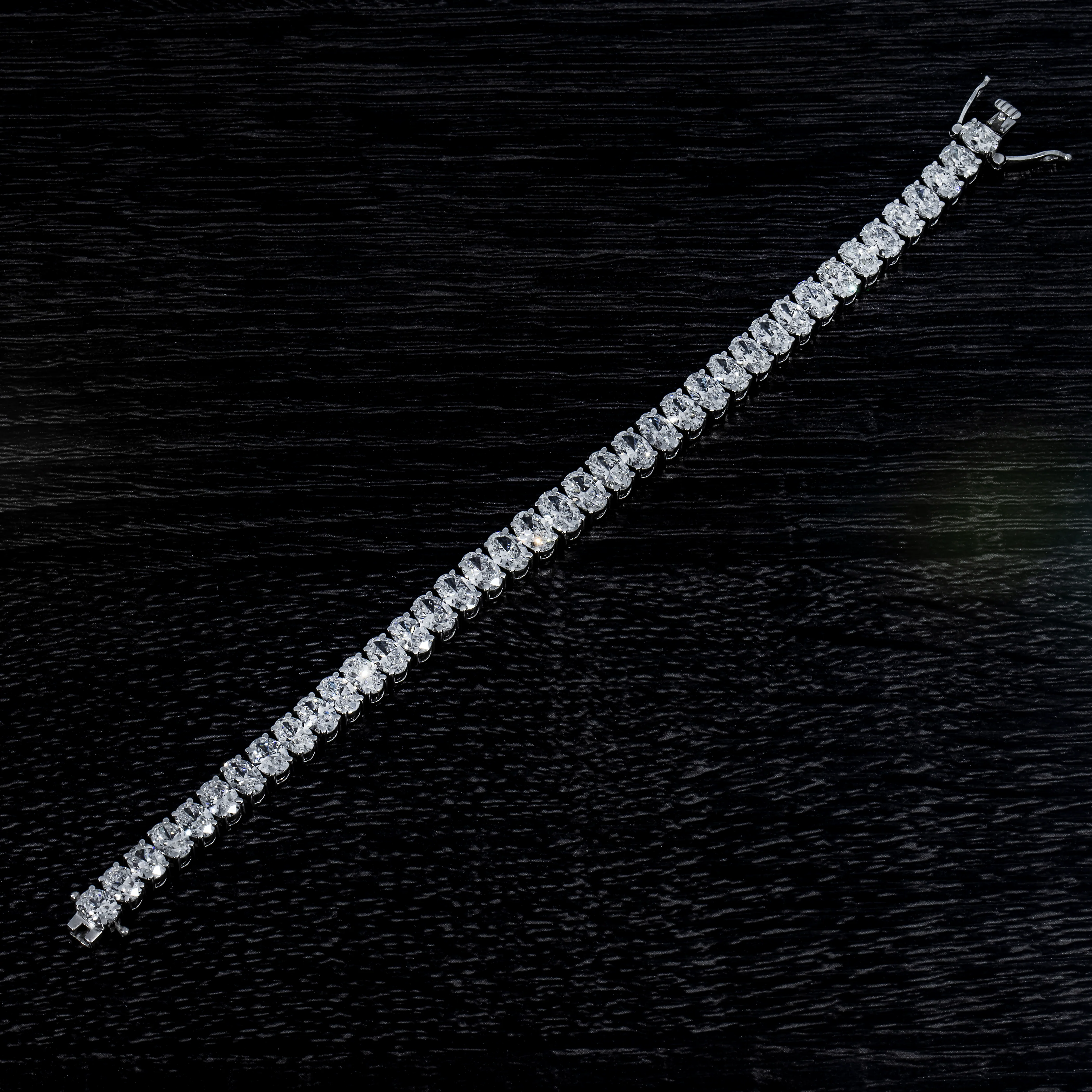 14K White Gold Oval Cut Diamond Tennis Bracelet 20.93ct - Image 3