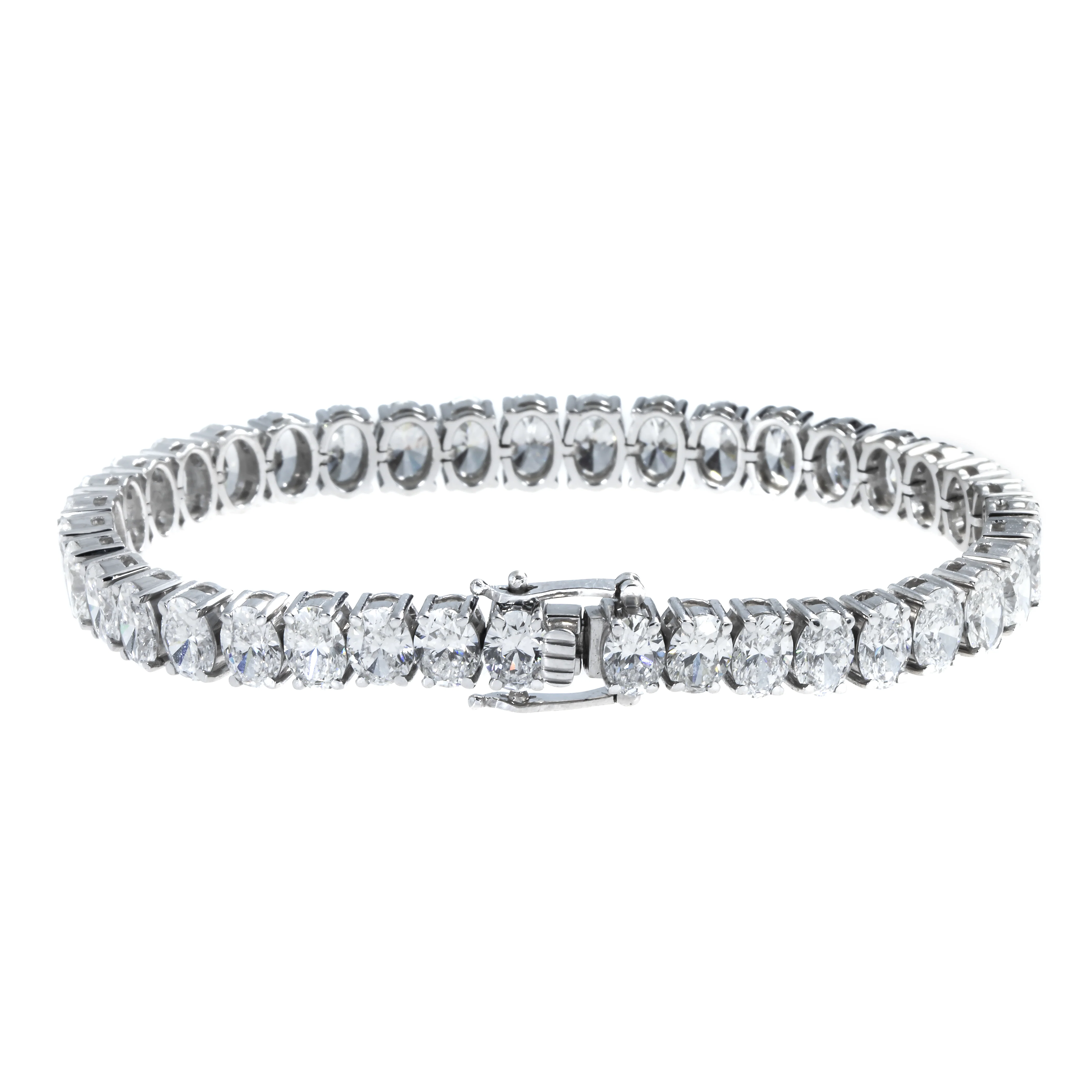 14K White Gold Oval Cut Diamond Tennis Bracelet 20.93ct - Image 4