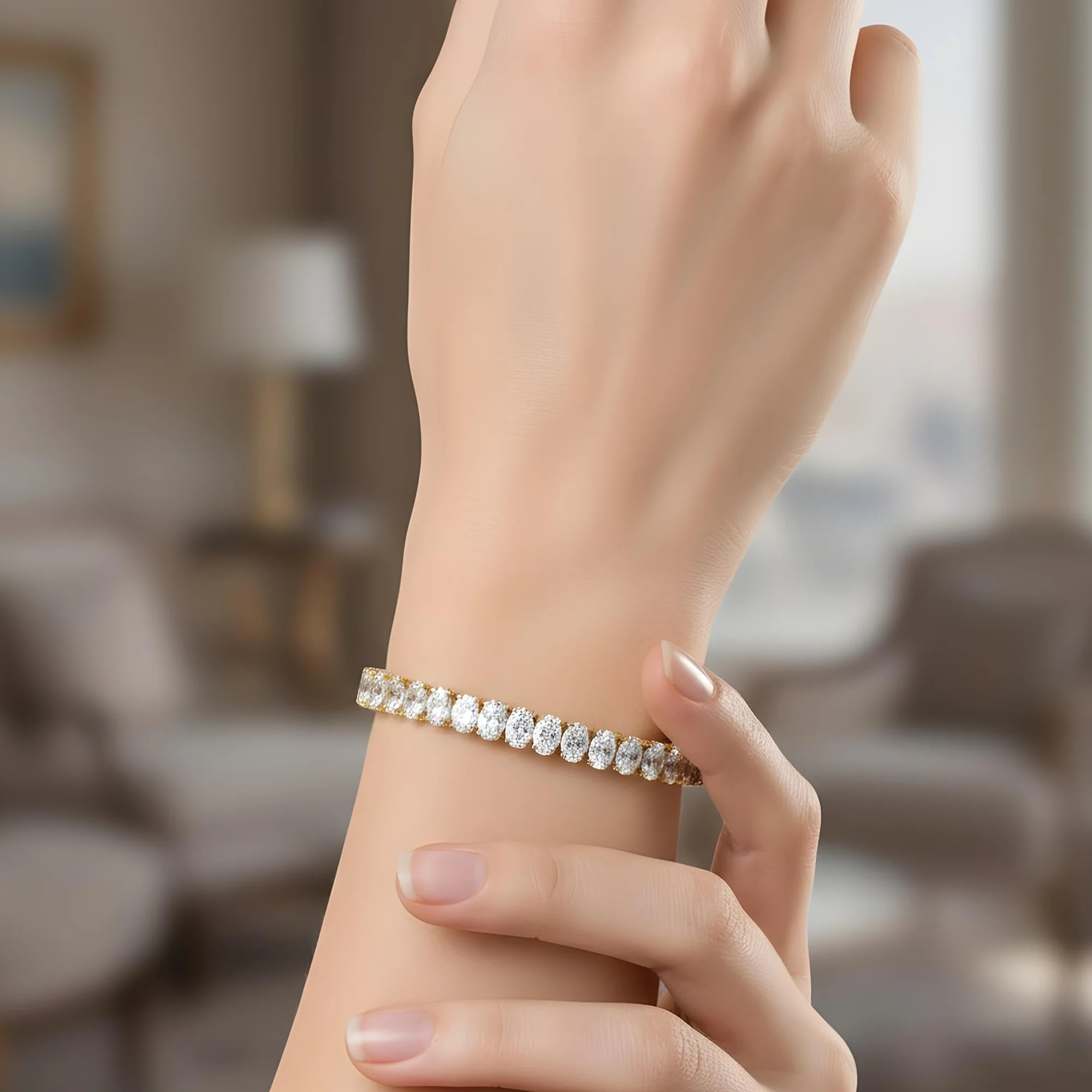14K White Gold Oval Cut Diamond Tennis Bracelet 20.93ct - Image 6