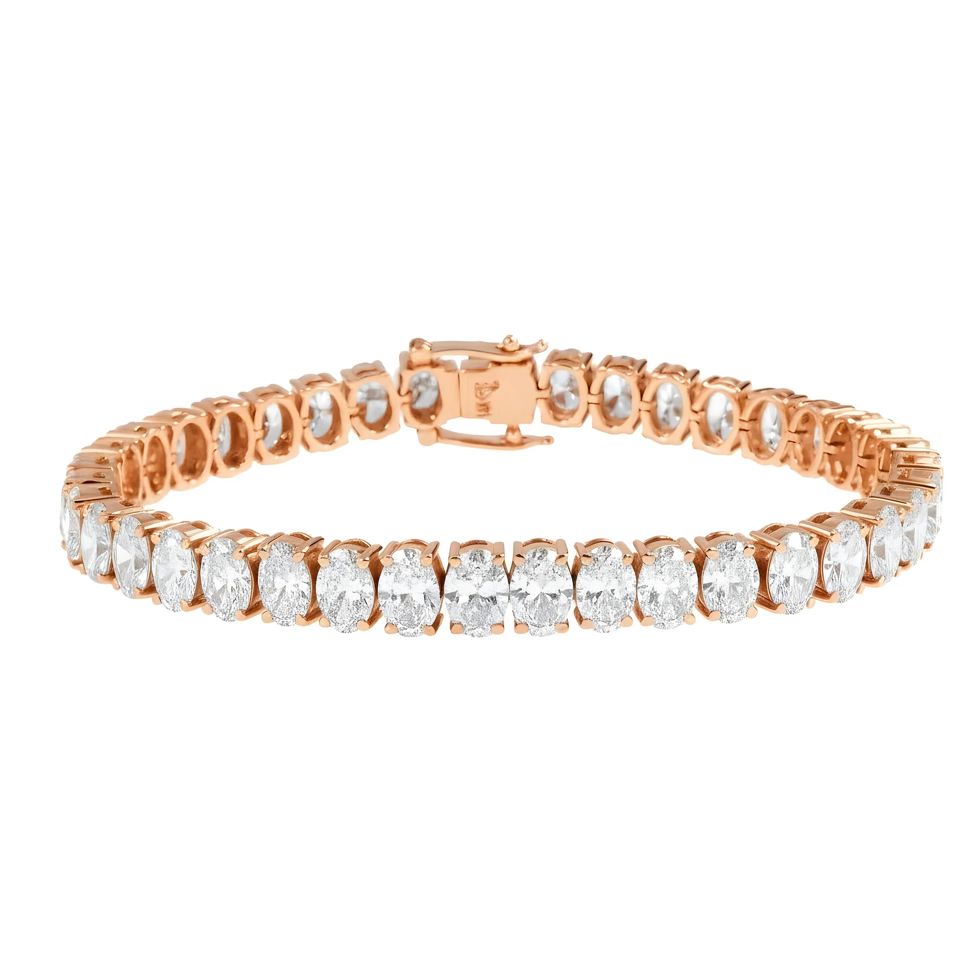 14K White Gold Oval Cut Diamond Tennis Bracelet 20.93ct - Image 7