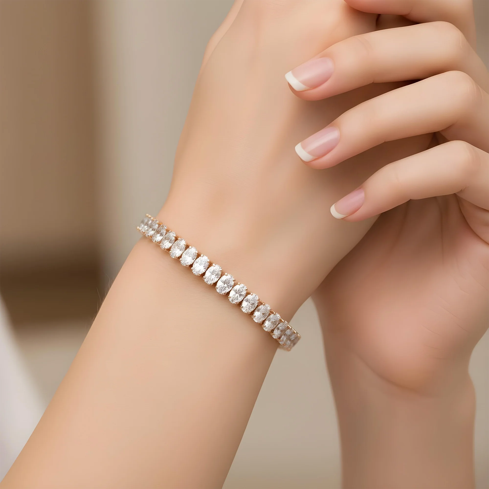 14K White Gold Oval Cut Diamond Tennis Bracelet 20.93ct - Image 8