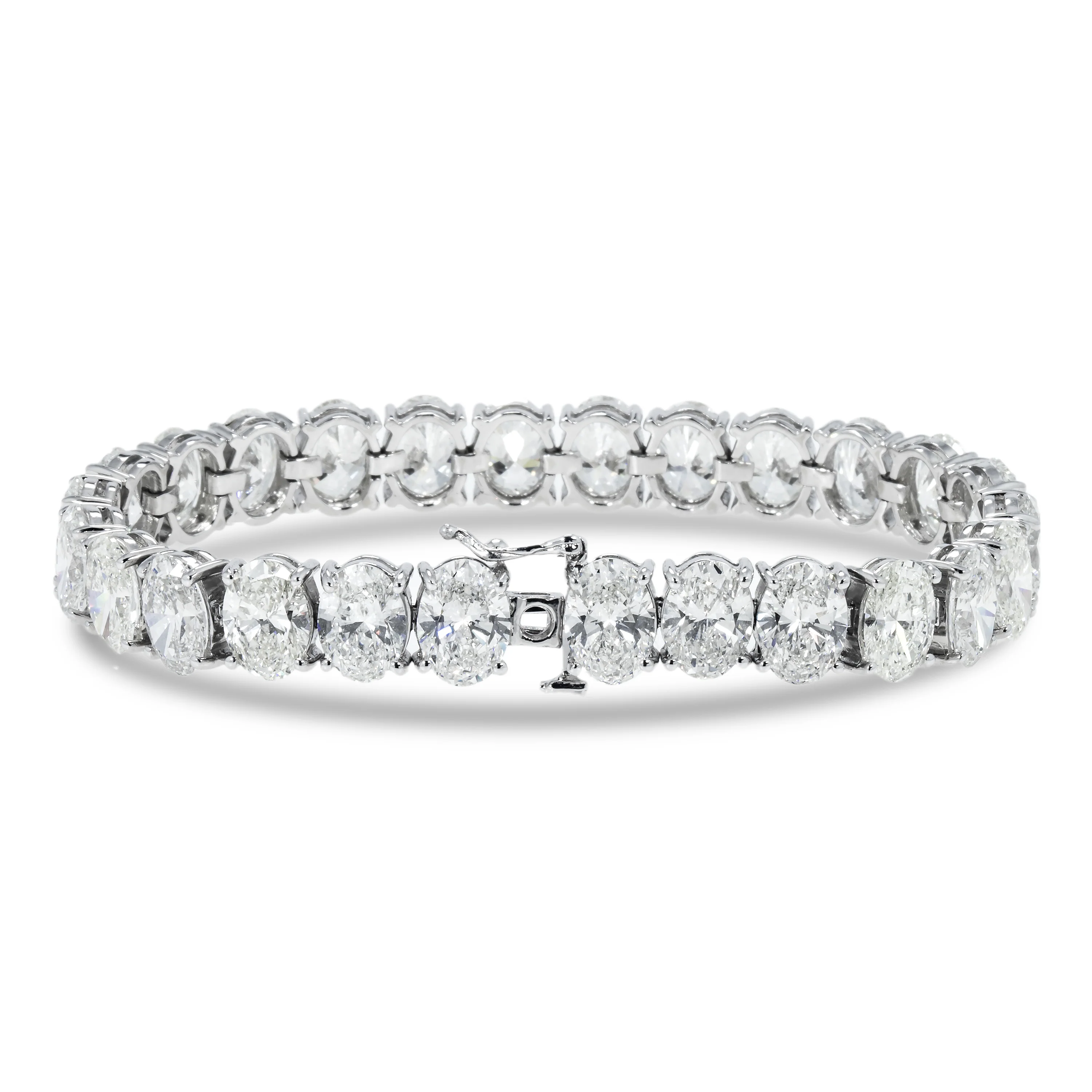 14K White Gold Oval Cut Diamond Tennis Bracelet 40.44ct - Image 3