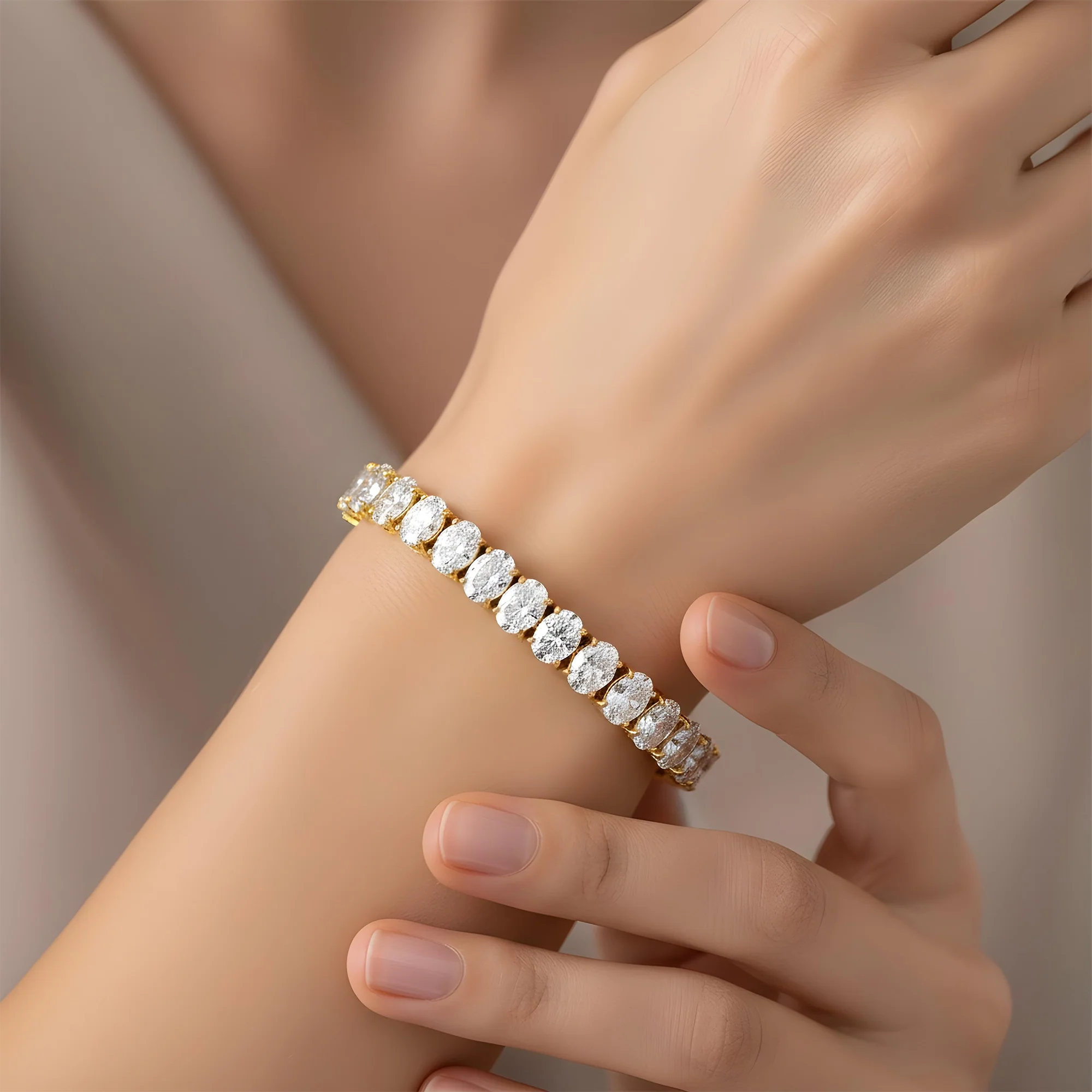 14K White Gold Oval Cut Diamond Tennis Bracelet 40.44ct - Image 5