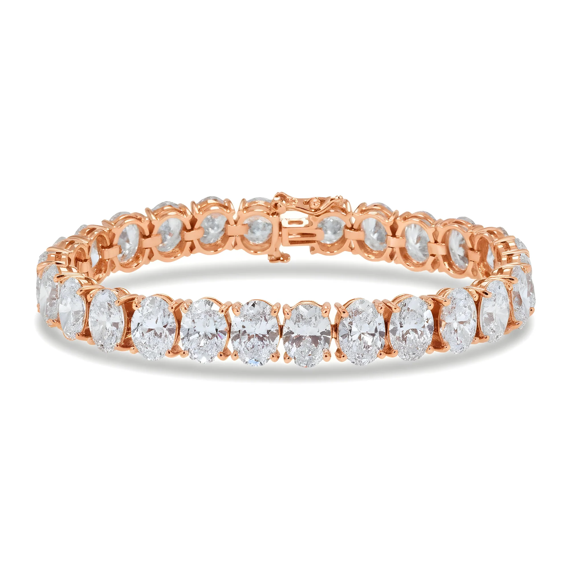 14K White Gold Oval Cut Diamond Tennis Bracelet 40.44ct - Image 6