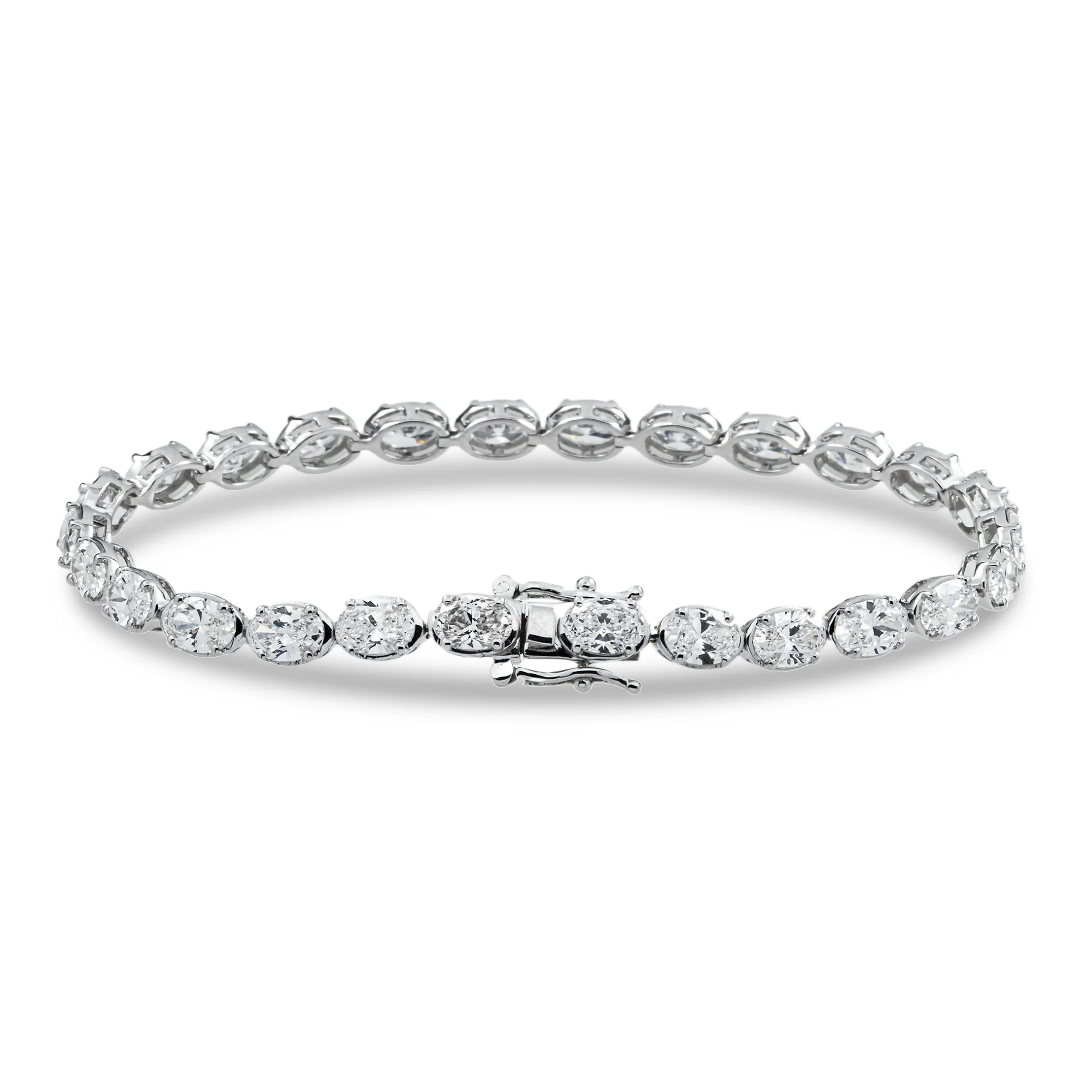 14K White Gold Oval Cut Diamond Tennis Bracelet 8.54ct - Image 3