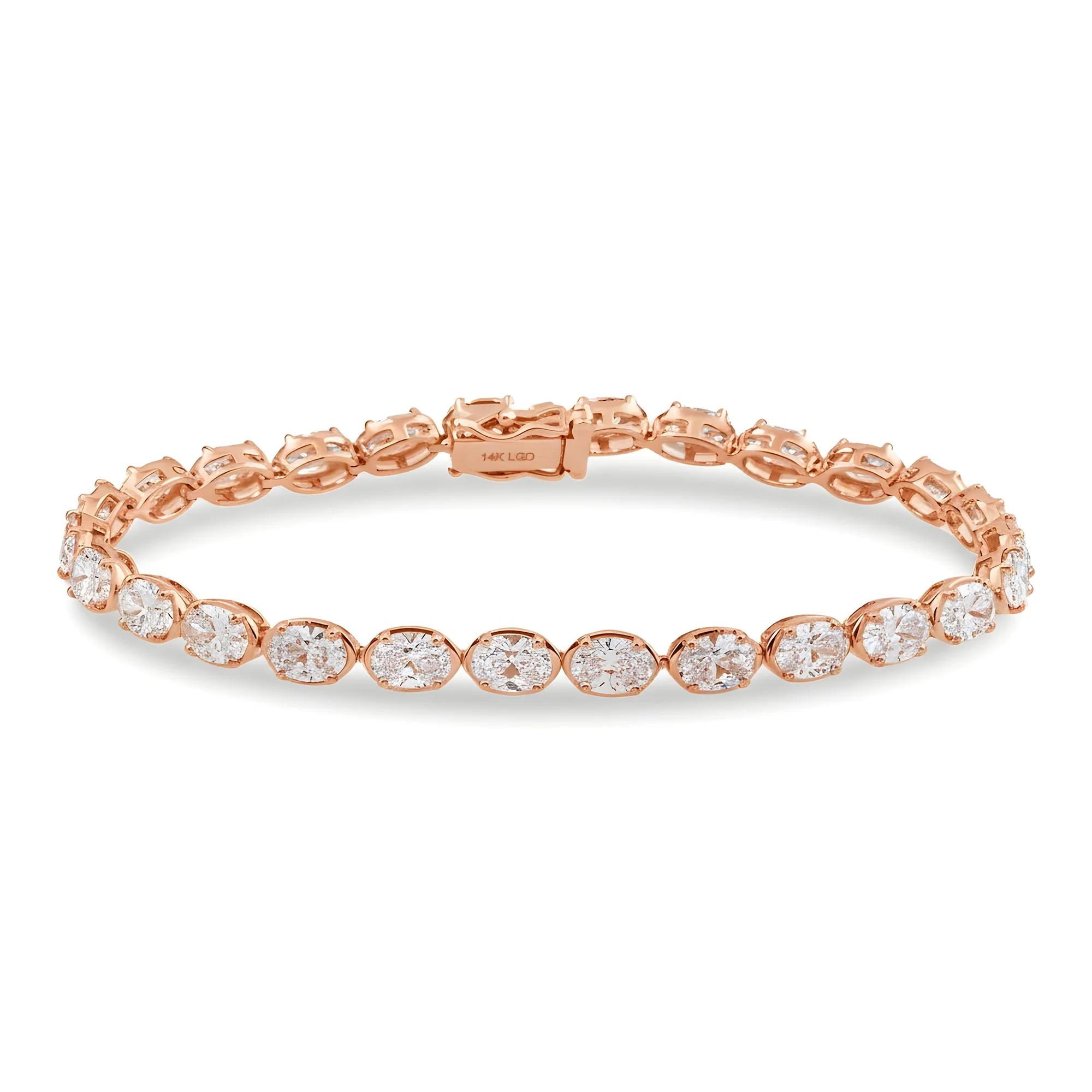 14K White Gold Oval Cut Diamond Tennis Bracelet 8.54ct - Image 7