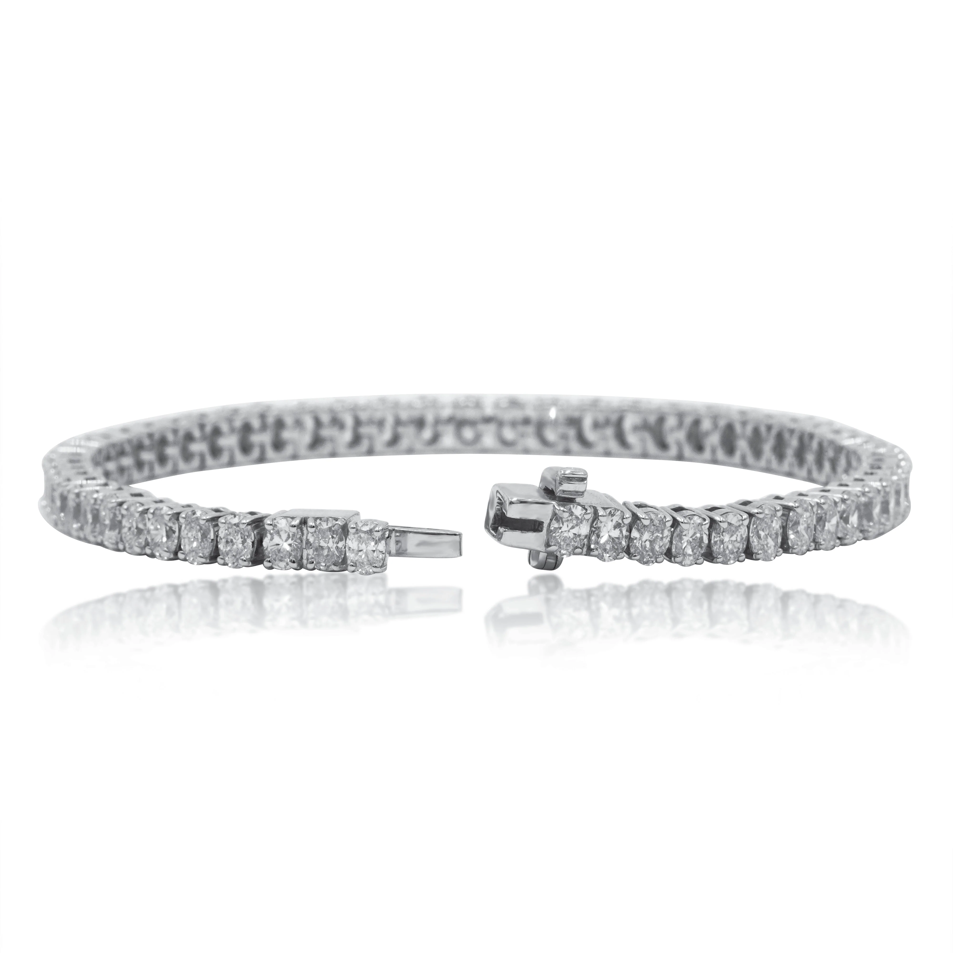 14K White Gold Oval Cut Diamond Tennis Bracelets 8.07ct - Image 3