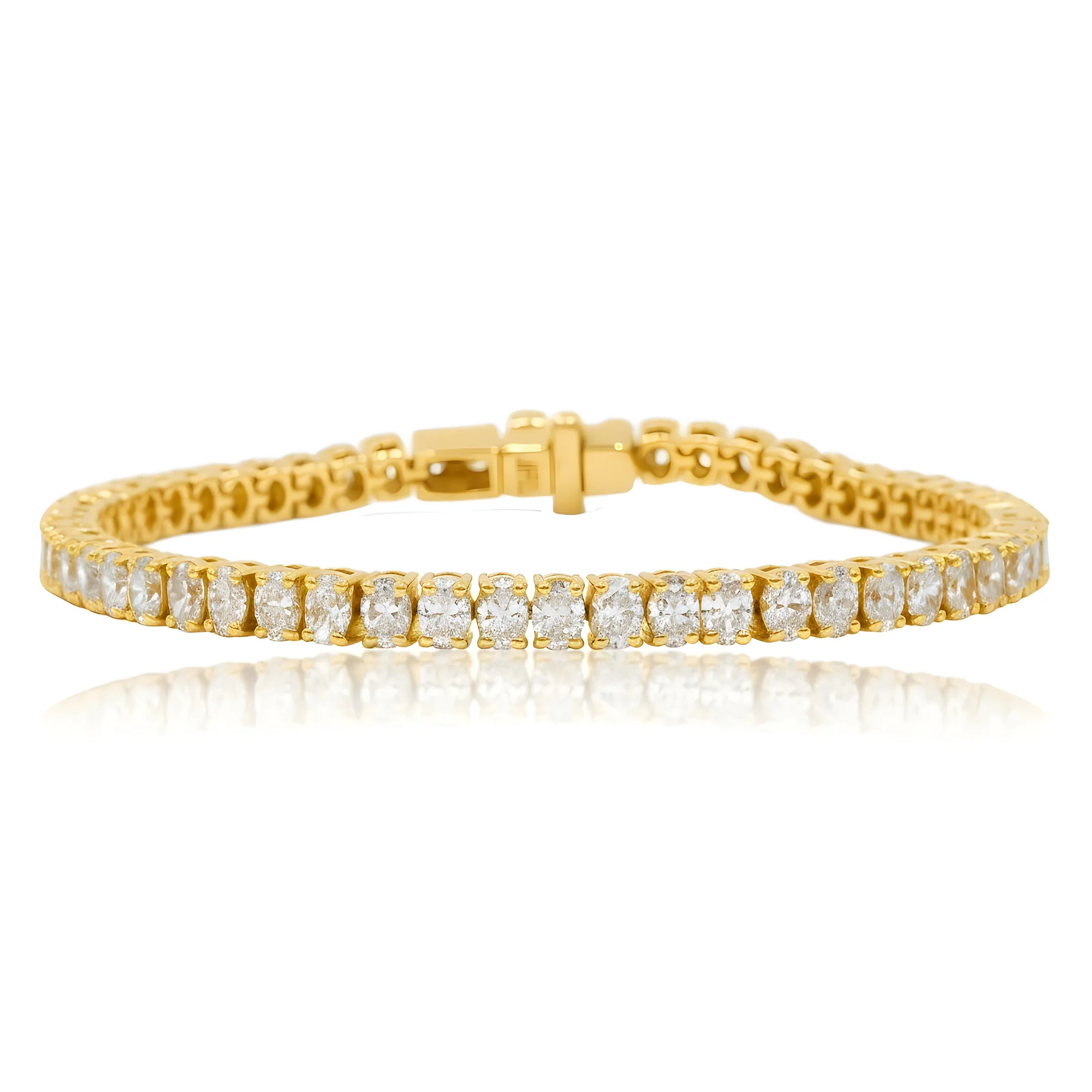 14K White Gold Oval Cut Diamond Tennis Bracelets 8.07ct - Image 4