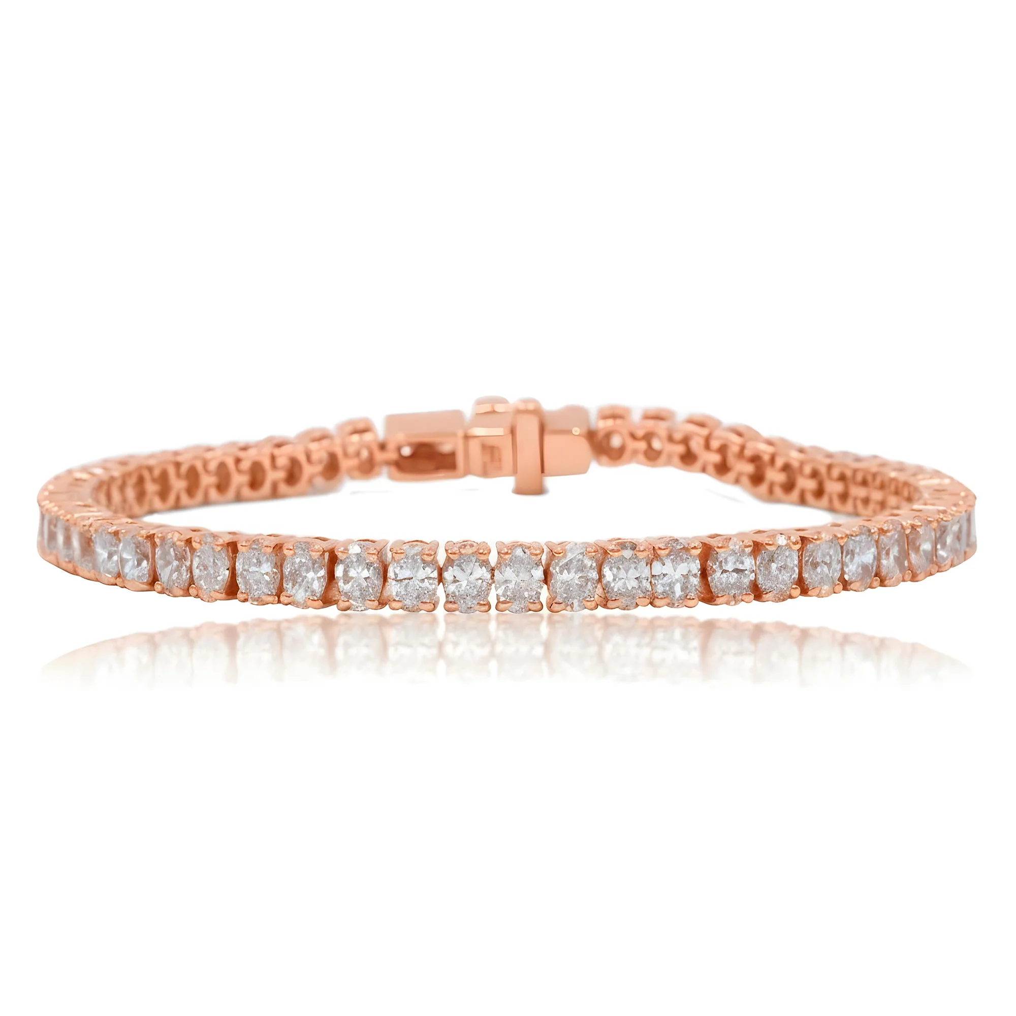 14K White Gold Oval Cut Diamond Tennis Bracelets 8.07ct - Image 6