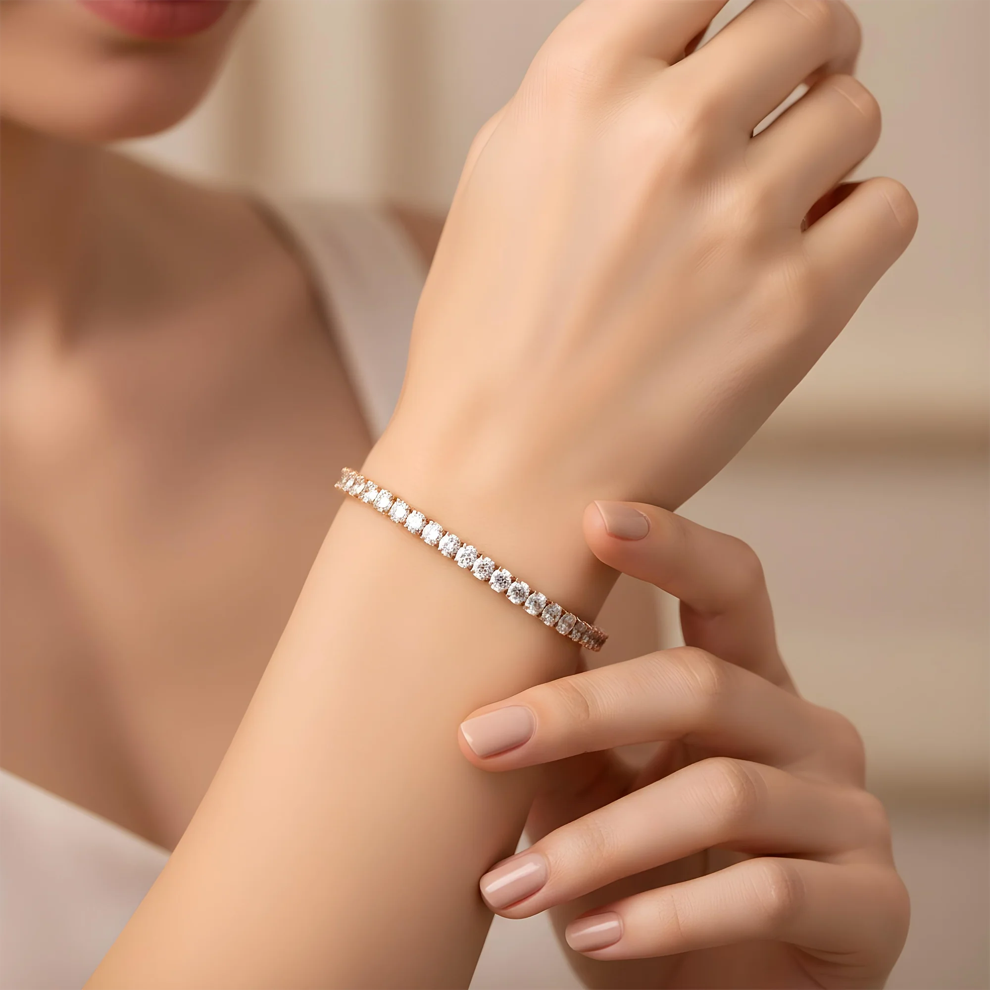 14K White Gold Oval Cut Diamond Tennis Bracelets 8.07ct - Image 7