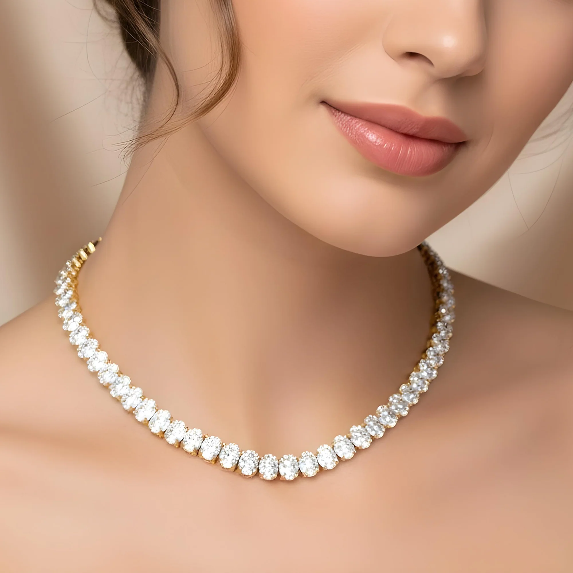14K White Gold Oval Cut Diamond Tennis Chain 99.50ct - Image 5