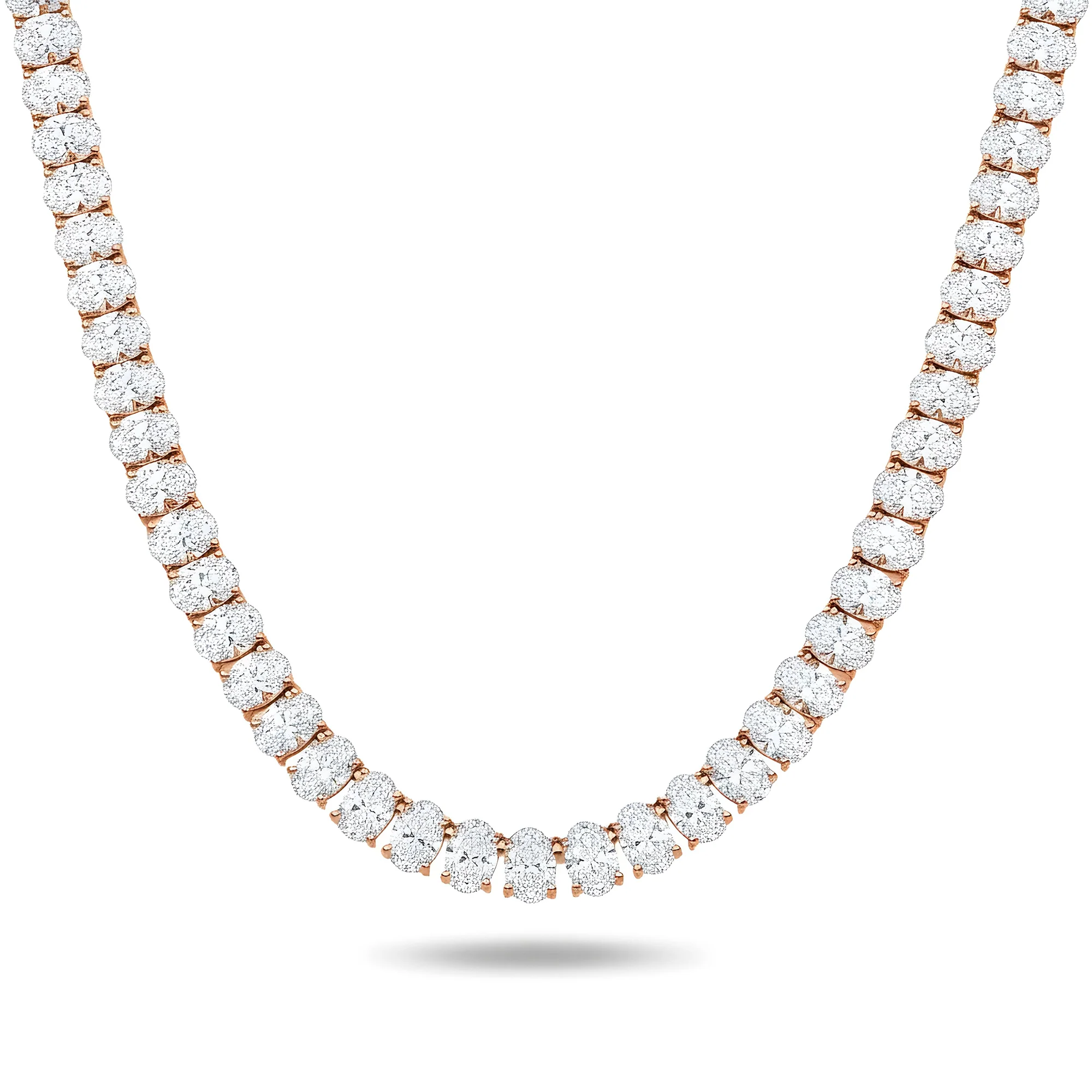 14K White Gold Oval Cut Diamond Tennis Chain 99.50ct - Image 6
