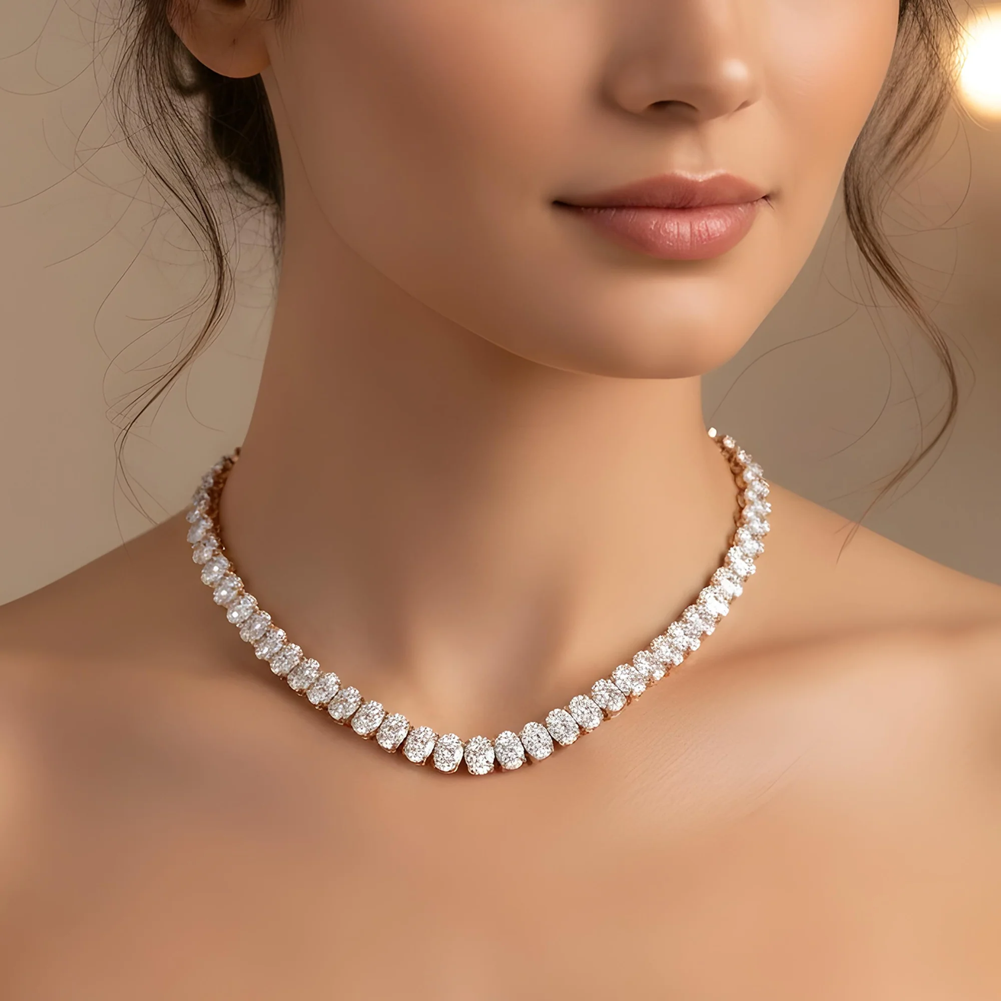 14K White Gold Oval Cut Diamond Tennis Chain 99.50ct - Image 7