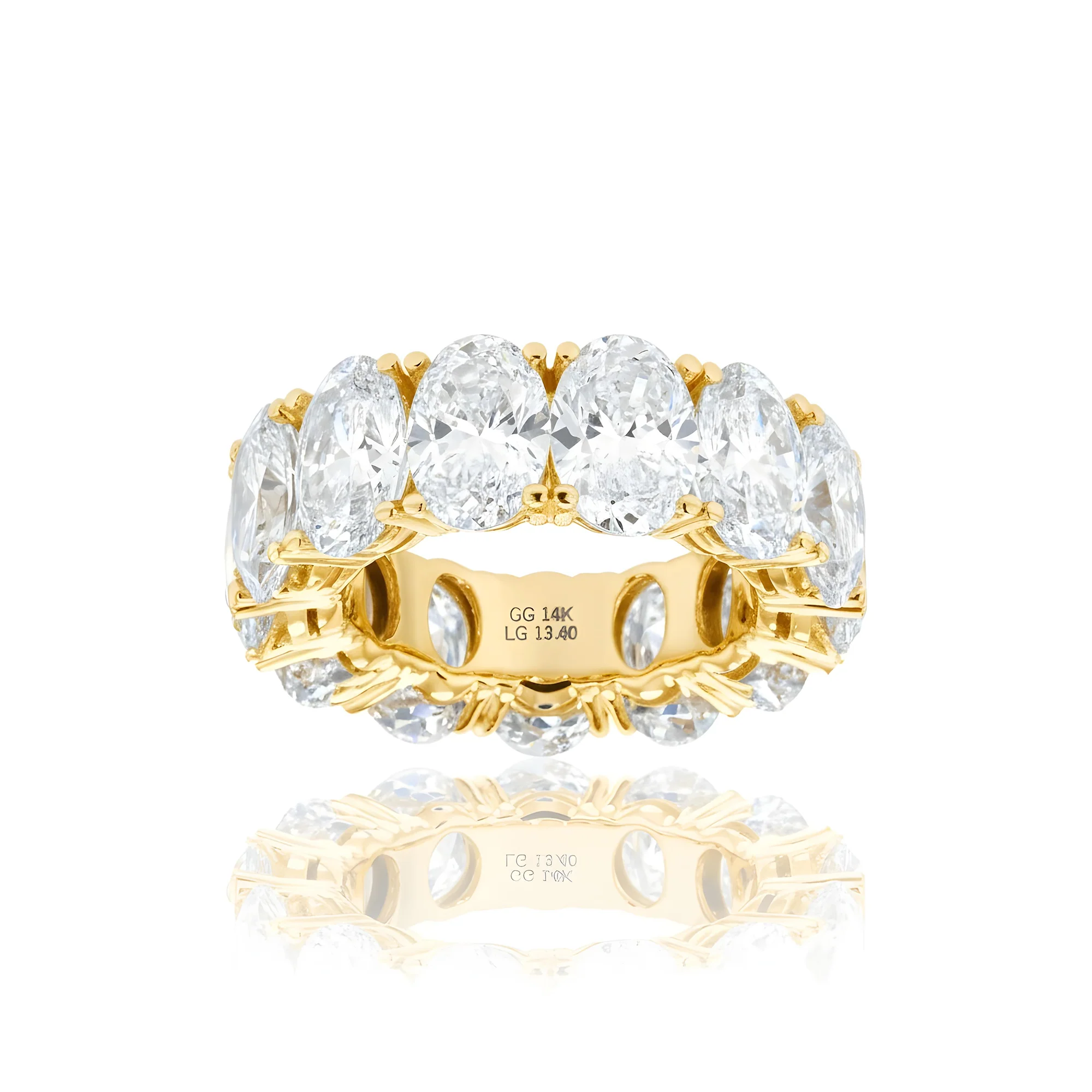 14K White Gold Oval Cut Diamond Eternity Ring 13.40ct (size 5) - Image 6