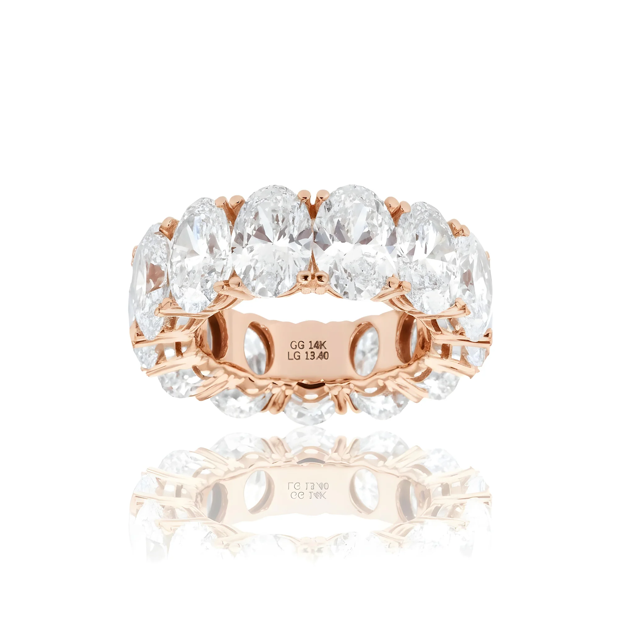 14K White Gold Oval Cut Diamond Eternity Ring 13.40ct (size 5) - Image 8