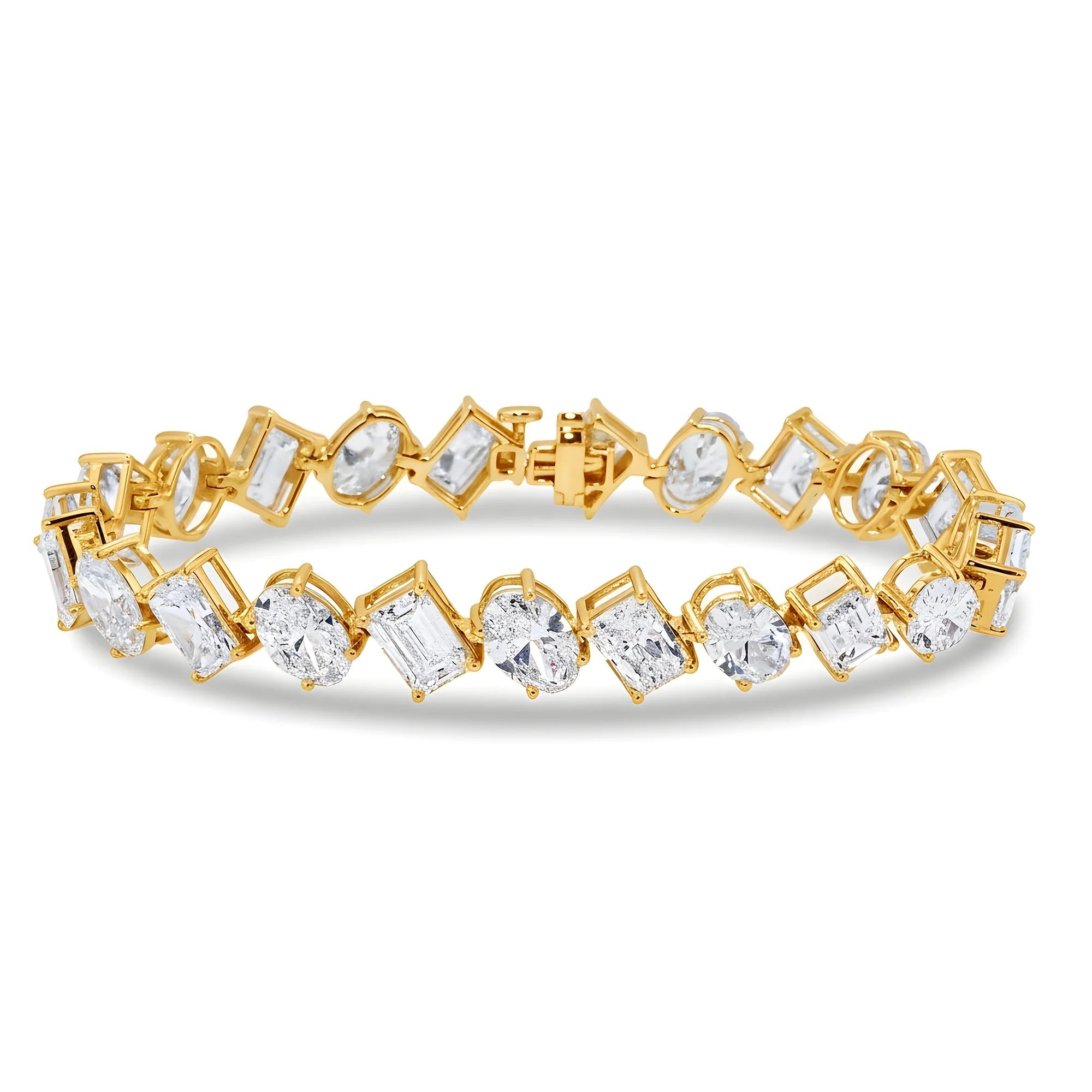 14K White Gold Oval, Emerald & Radiant Cut Diamond Bracelet 23.23ct - Image 5
