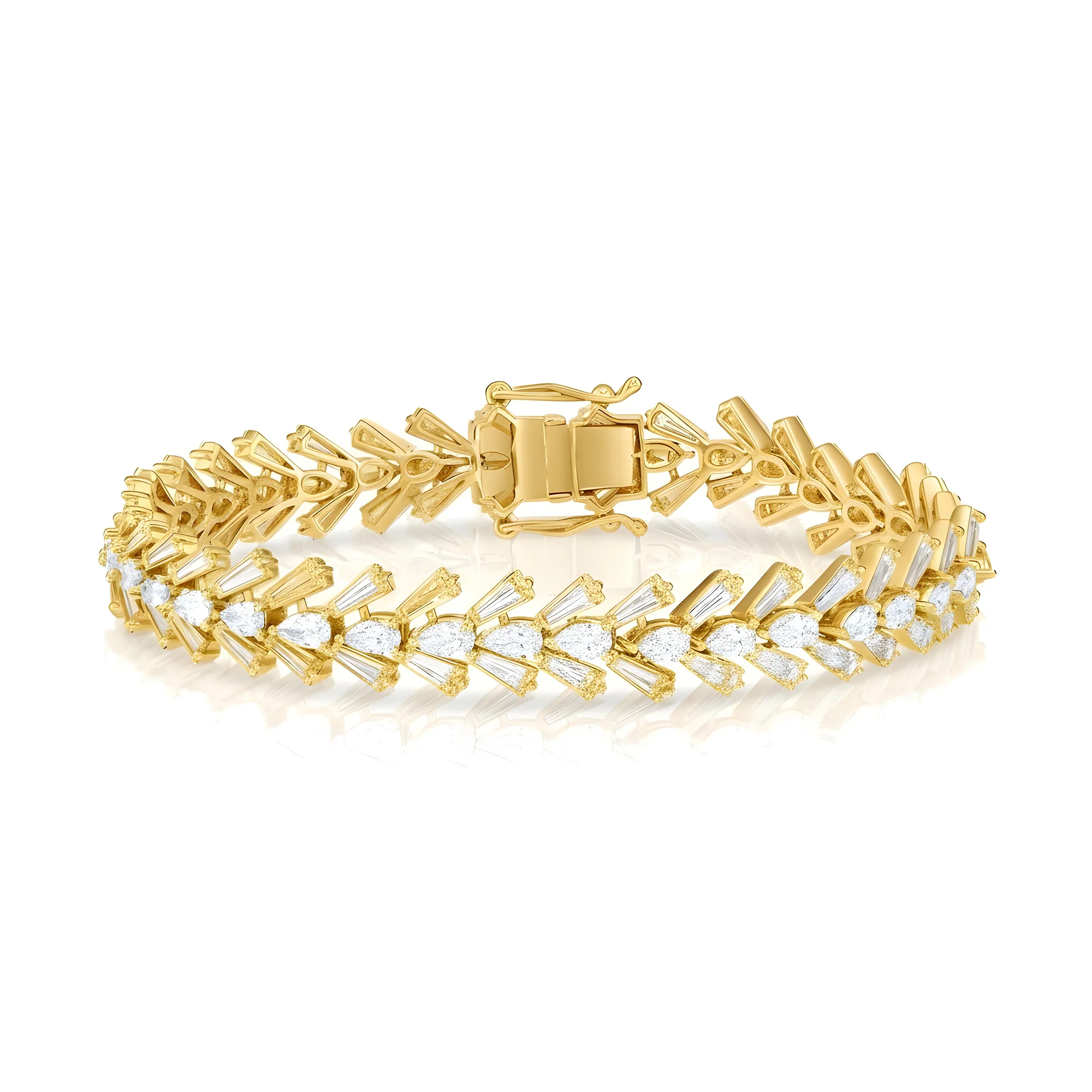 14K White Gold Pear & Baguette Cut Diamond Bracelet 10.42ctw - Image 4