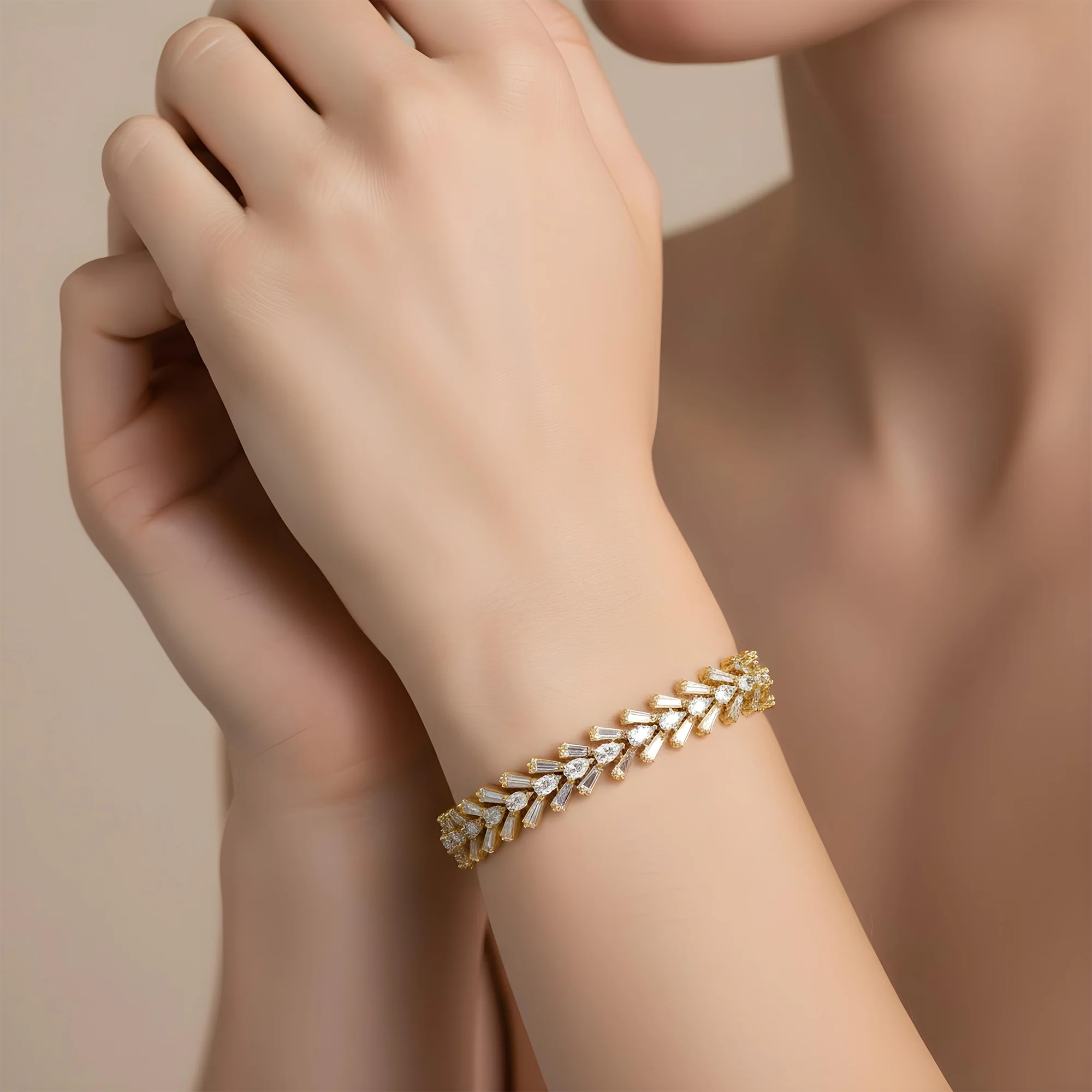 14K White Gold Pear & Baguette Cut Diamond Bracelet 10.42ctw - Image 5