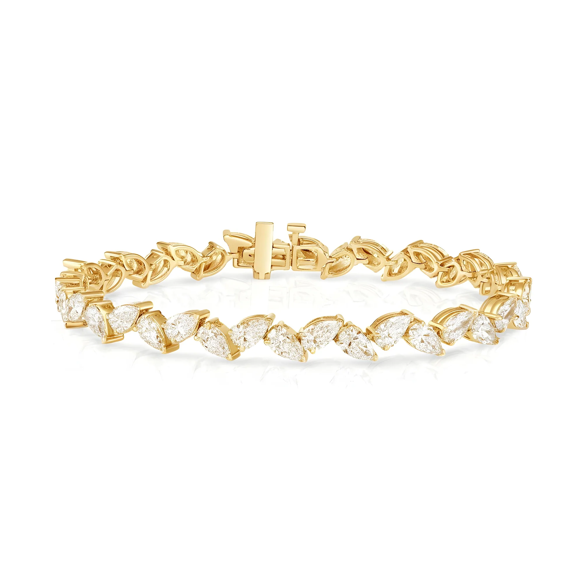 14K White Gold Pear Cut Diamond Bracelet 10.49ct - Image 4