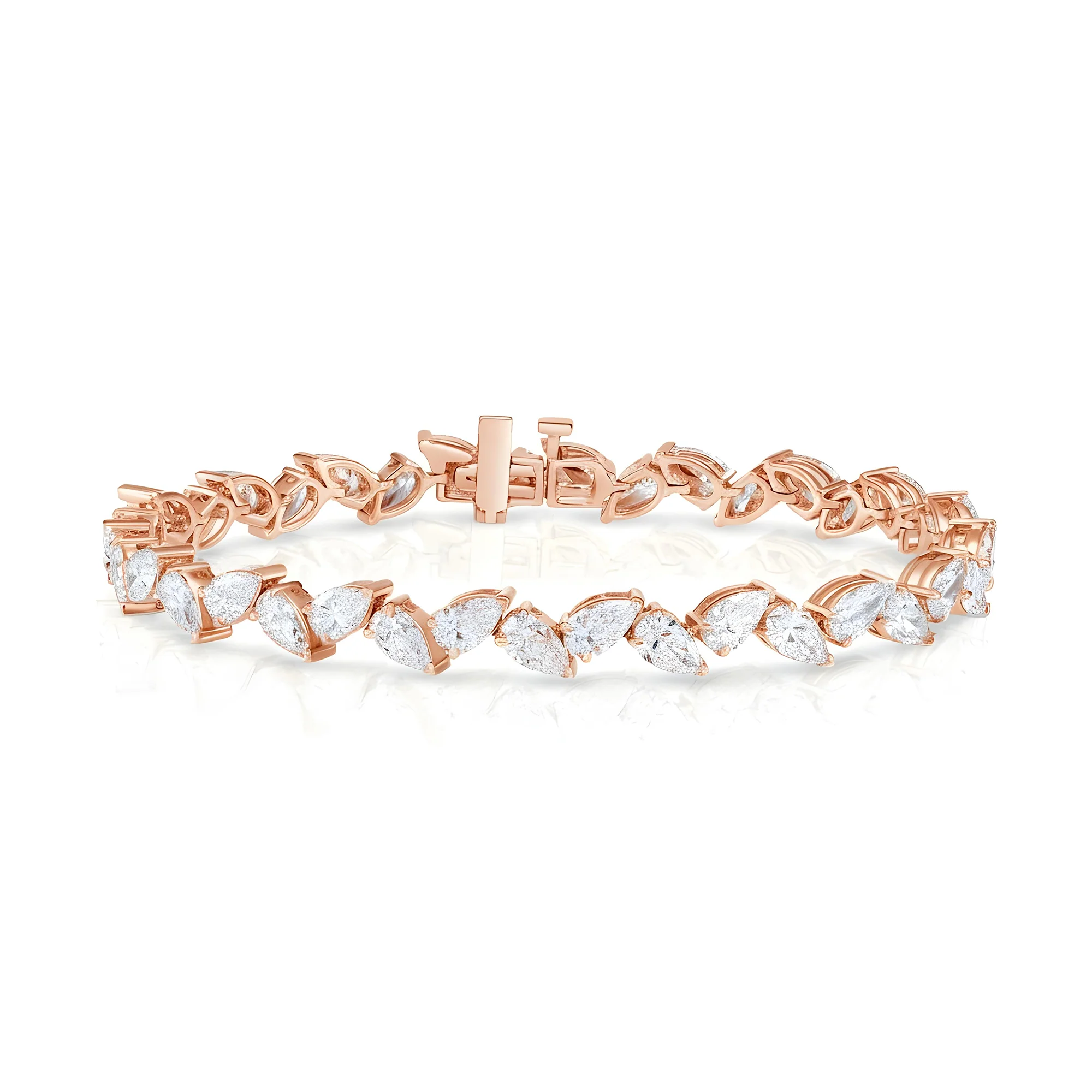 14K White Gold Pear Cut Diamond Bracelet 10.49ct - Image 6